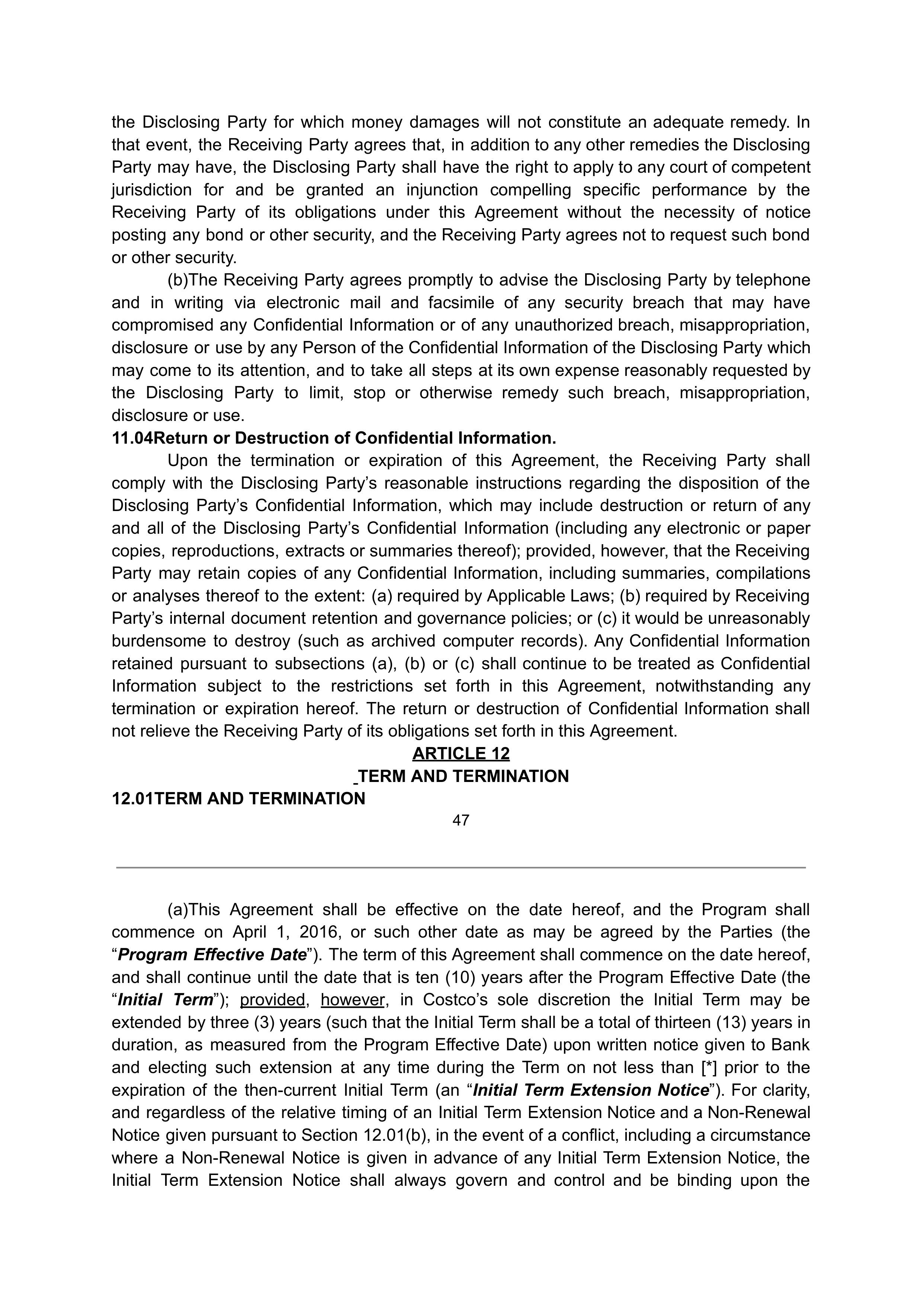 COSTCO CO-BRANDED PROGRAM AGREEMENT — page 48
