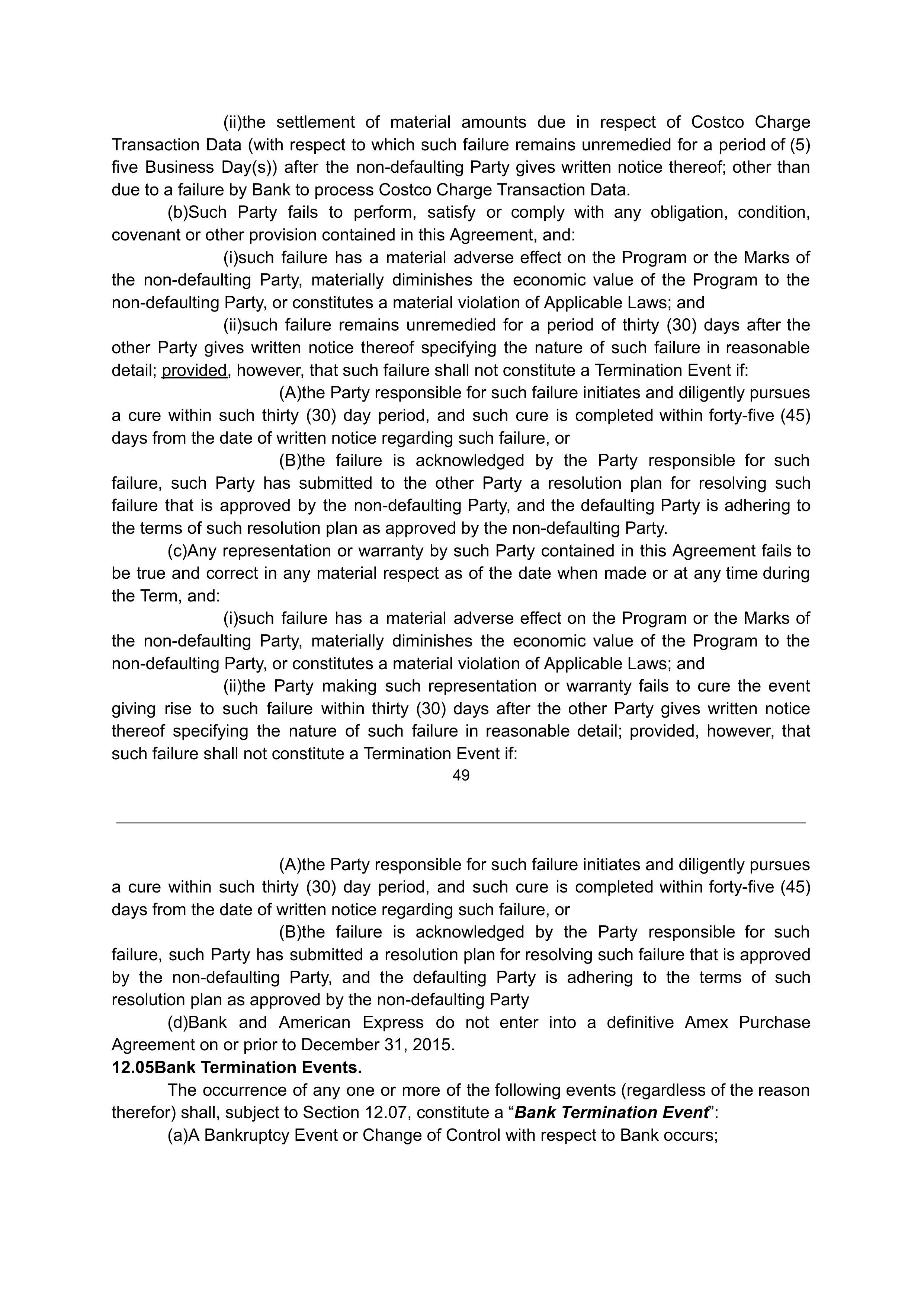 COSTCO CO-BRANDED PROGRAM AGREEMENT — page 50