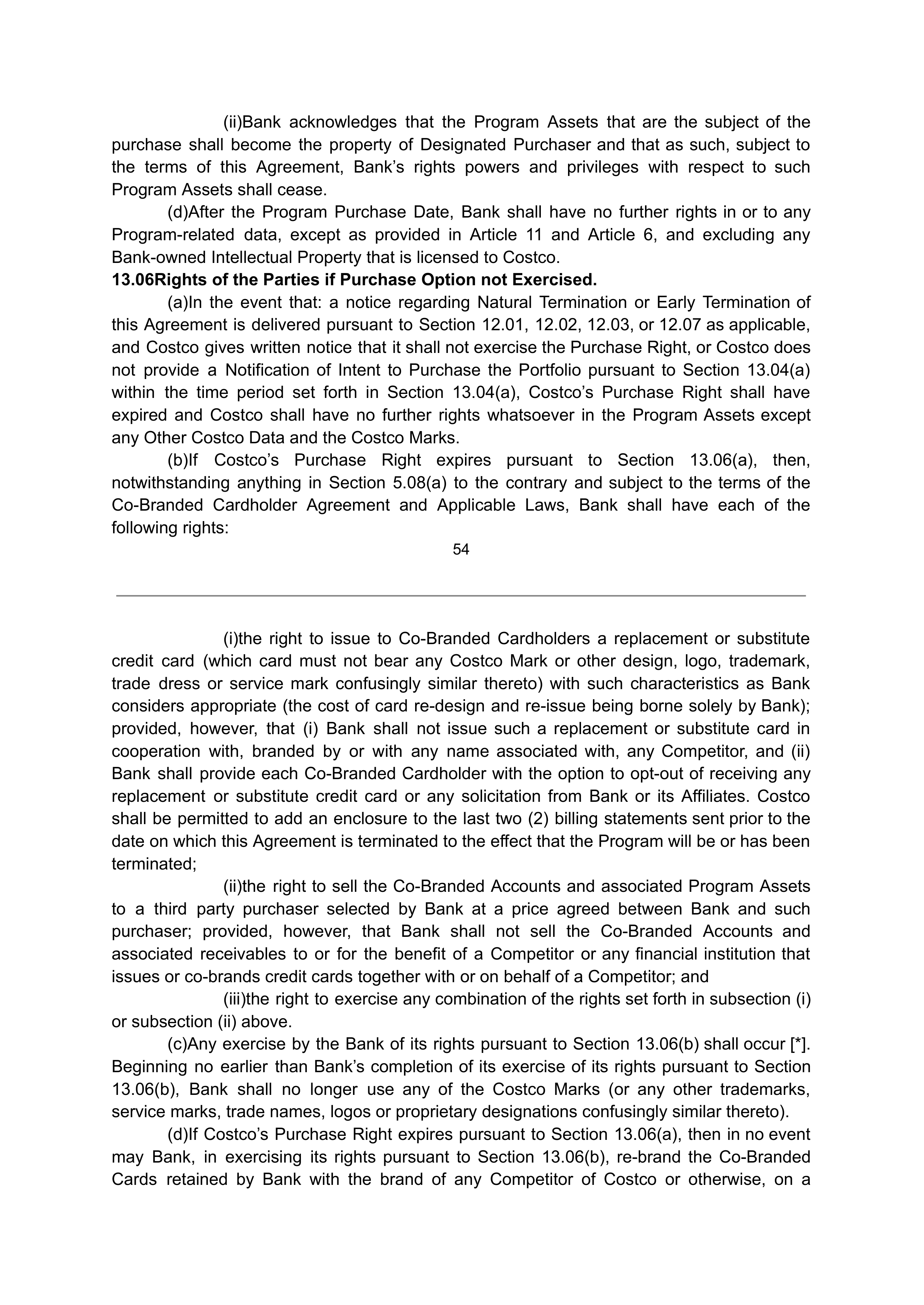 COSTCO CO-BRANDED PROGRAM AGREEMENT — page 55