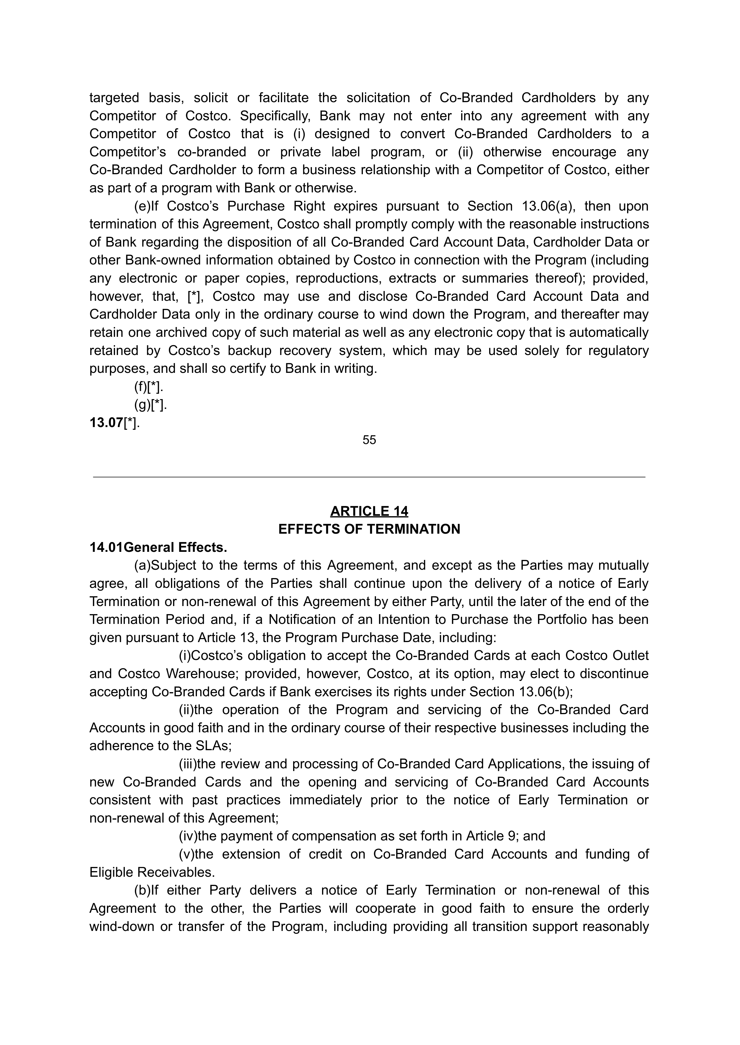 COSTCO CO-BRANDED PROGRAM AGREEMENT — page 56