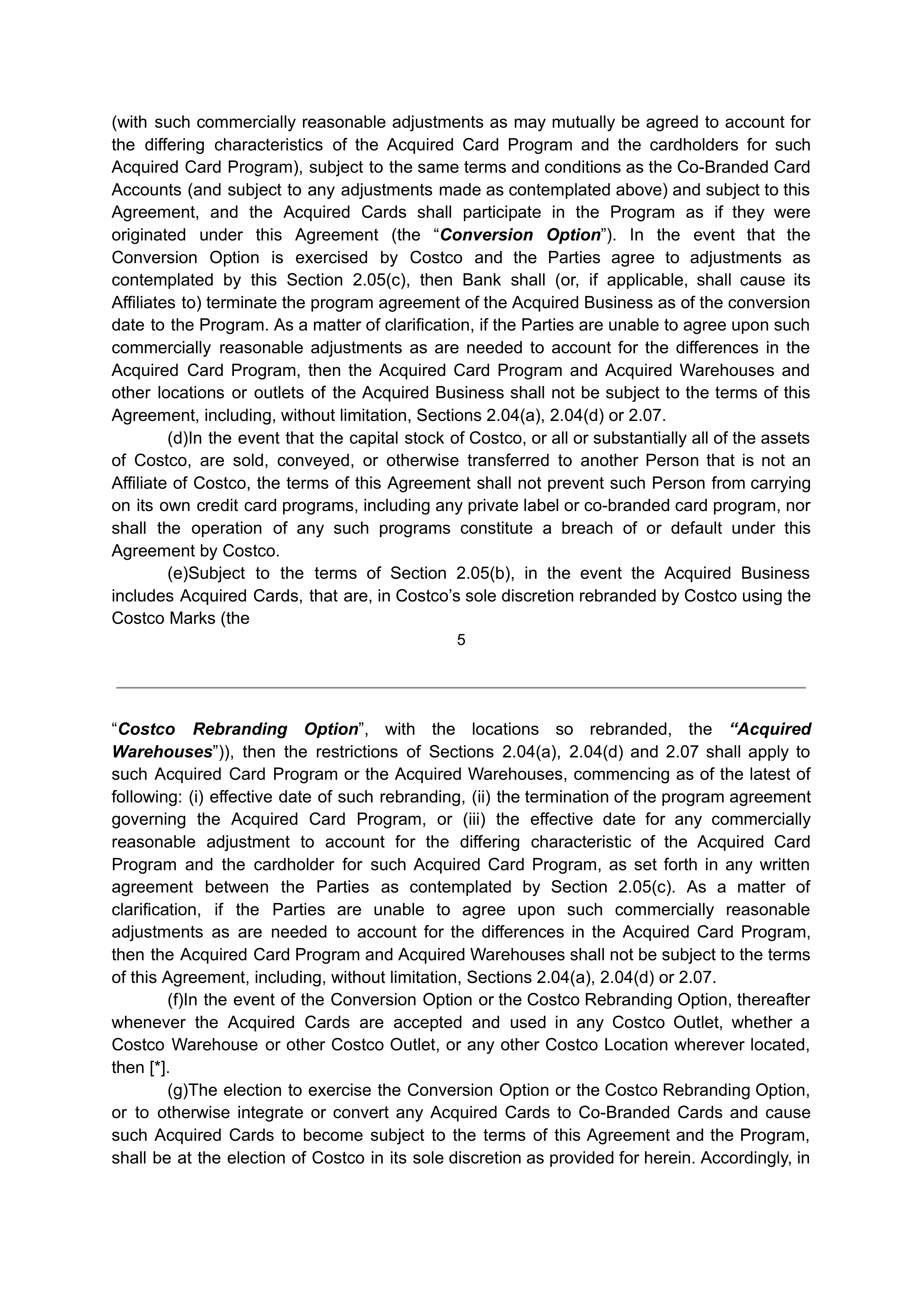 COSTCO CO-BRANDED PROGRAM AGREEMENT — page 6
