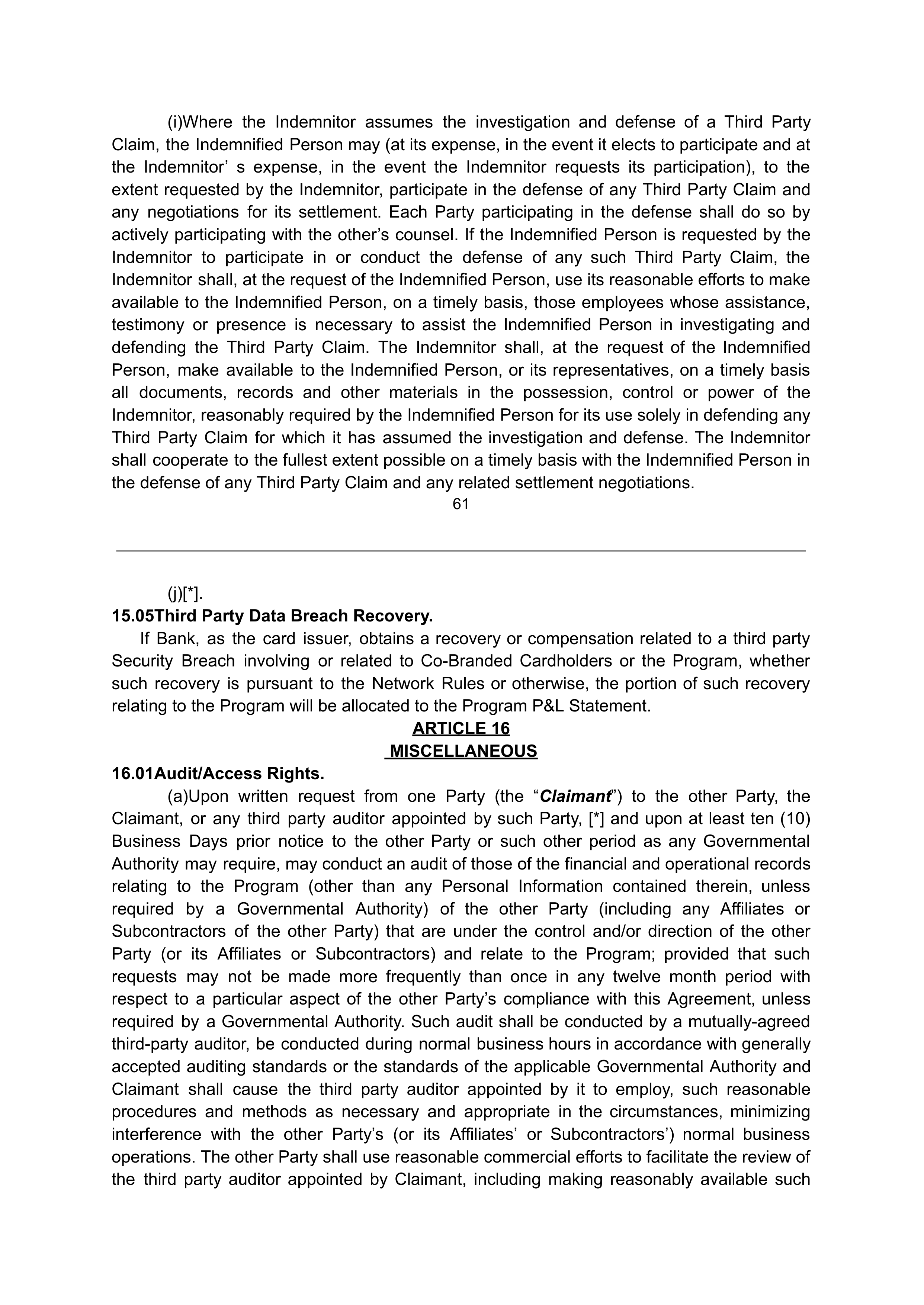 COSTCO CO-BRANDED PROGRAM AGREEMENT — page 62