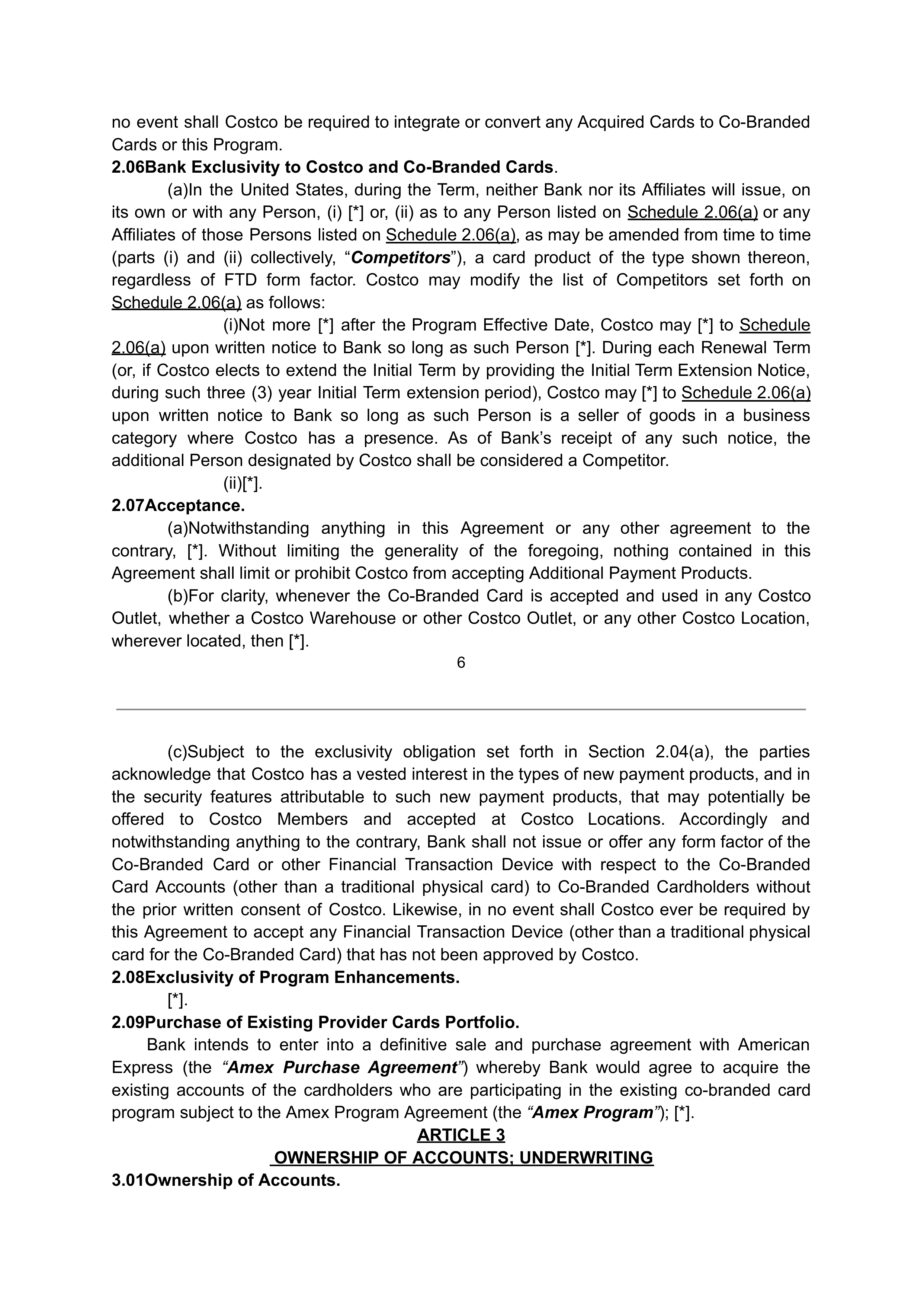 COSTCO CO-BRANDED PROGRAM AGREEMENT — page 7