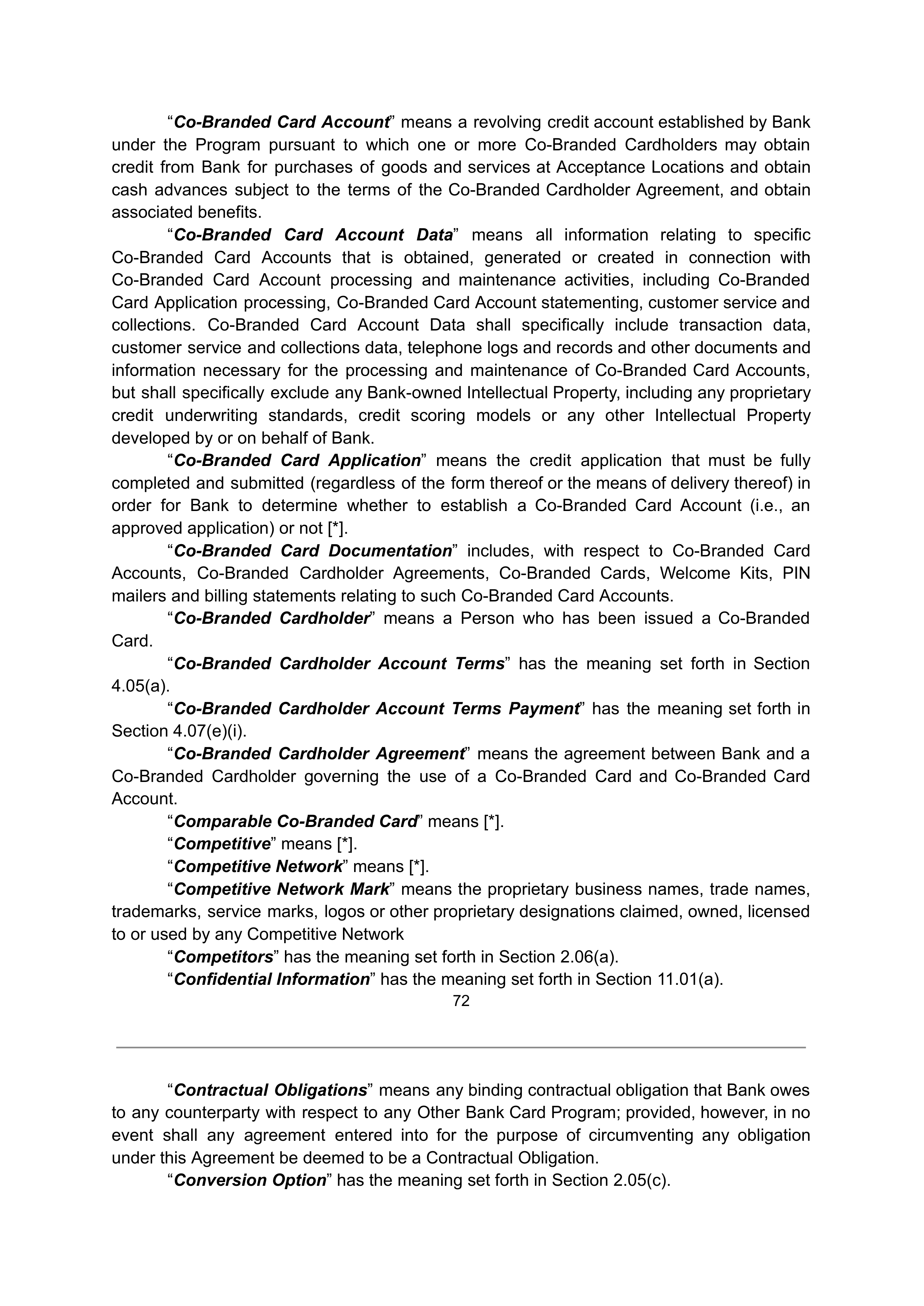 COSTCO CO-BRANDED PROGRAM AGREEMENT — page 72