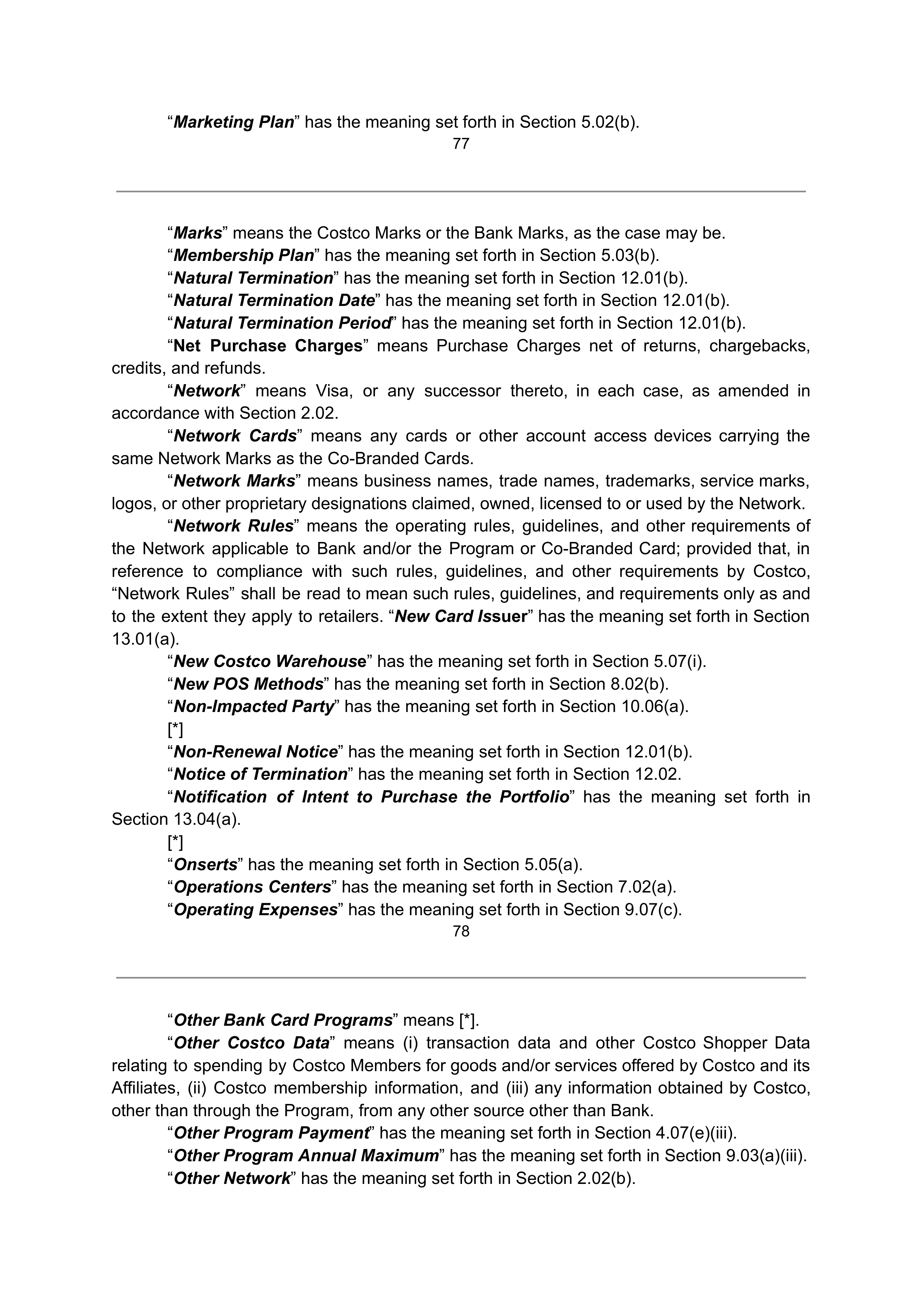 COSTCO CO-BRANDED PROGRAM AGREEMENT — page 77