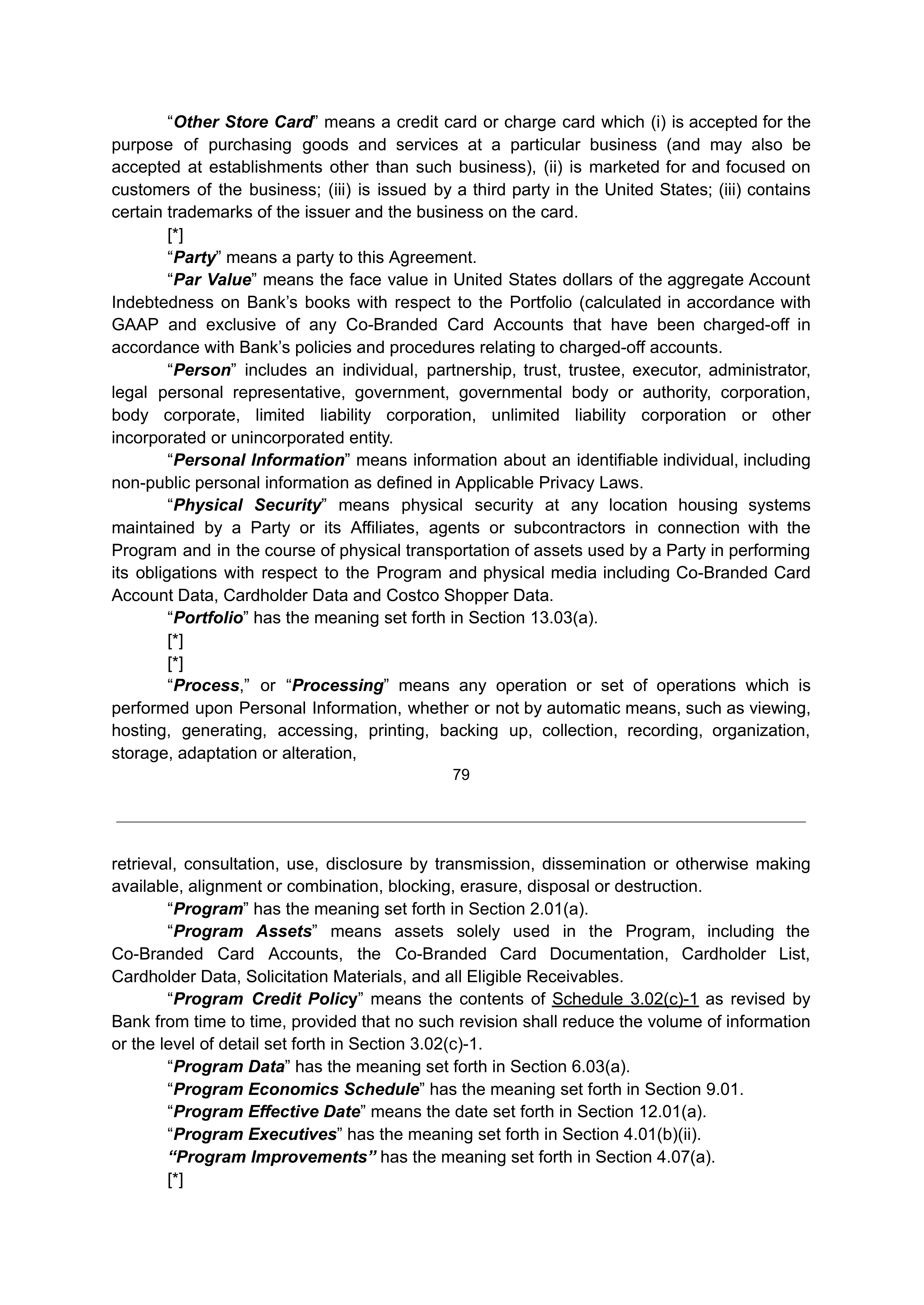 COSTCO CO-BRANDED PROGRAM AGREEMENT — page 78