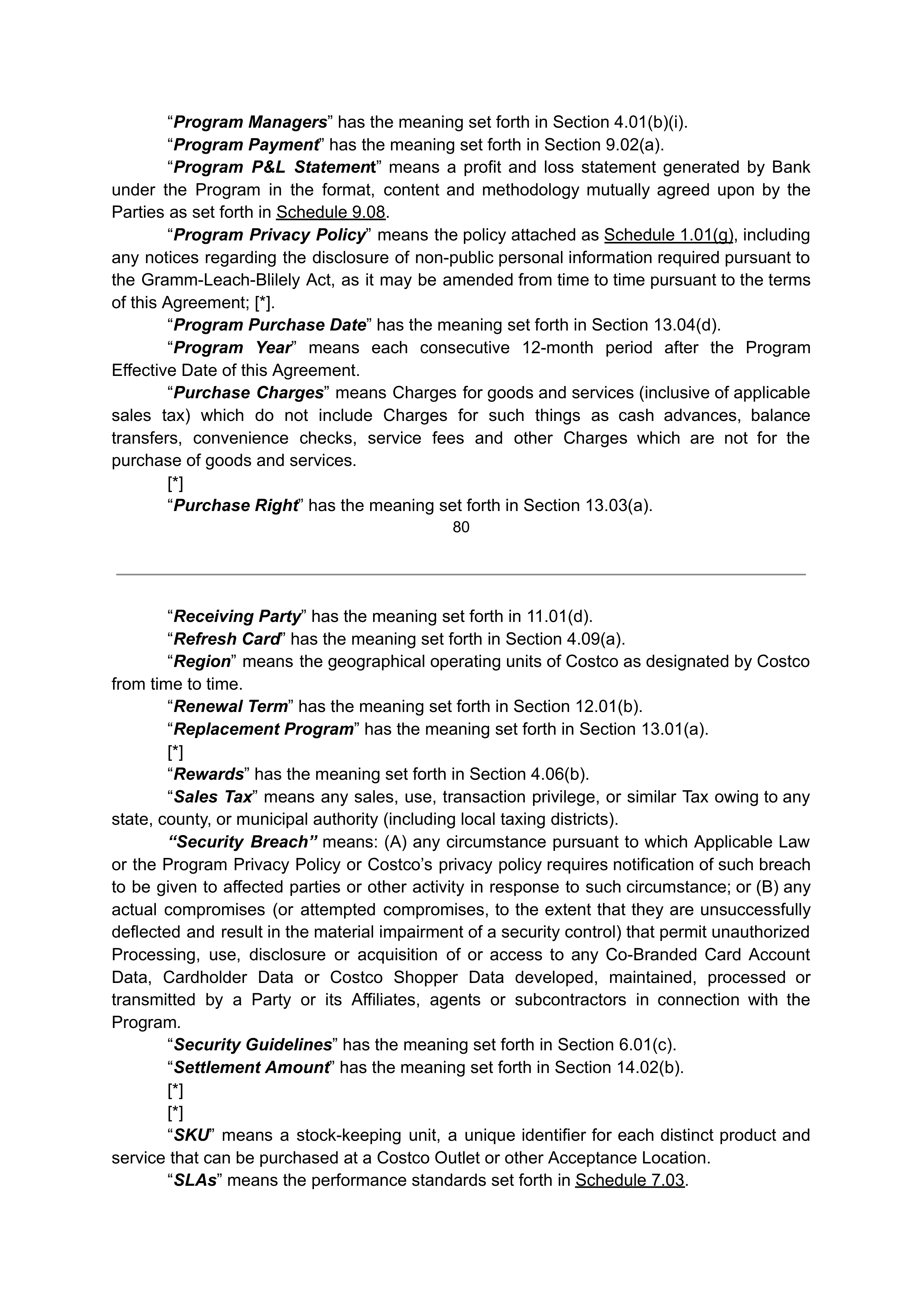 COSTCO CO-BRANDED PROGRAM AGREEMENT — page 79