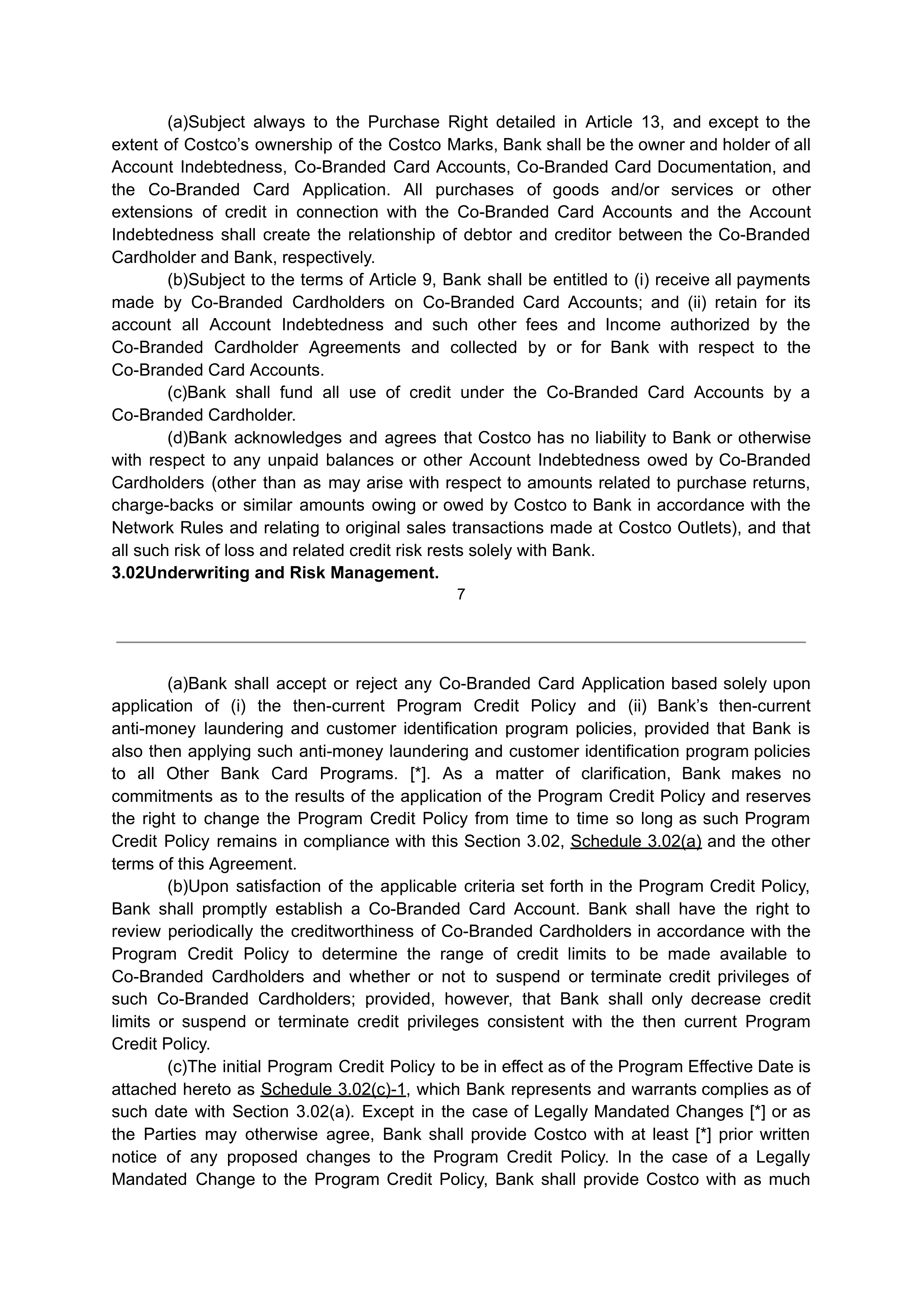 COSTCO CO-BRANDED PROGRAM AGREEMENT — page 8