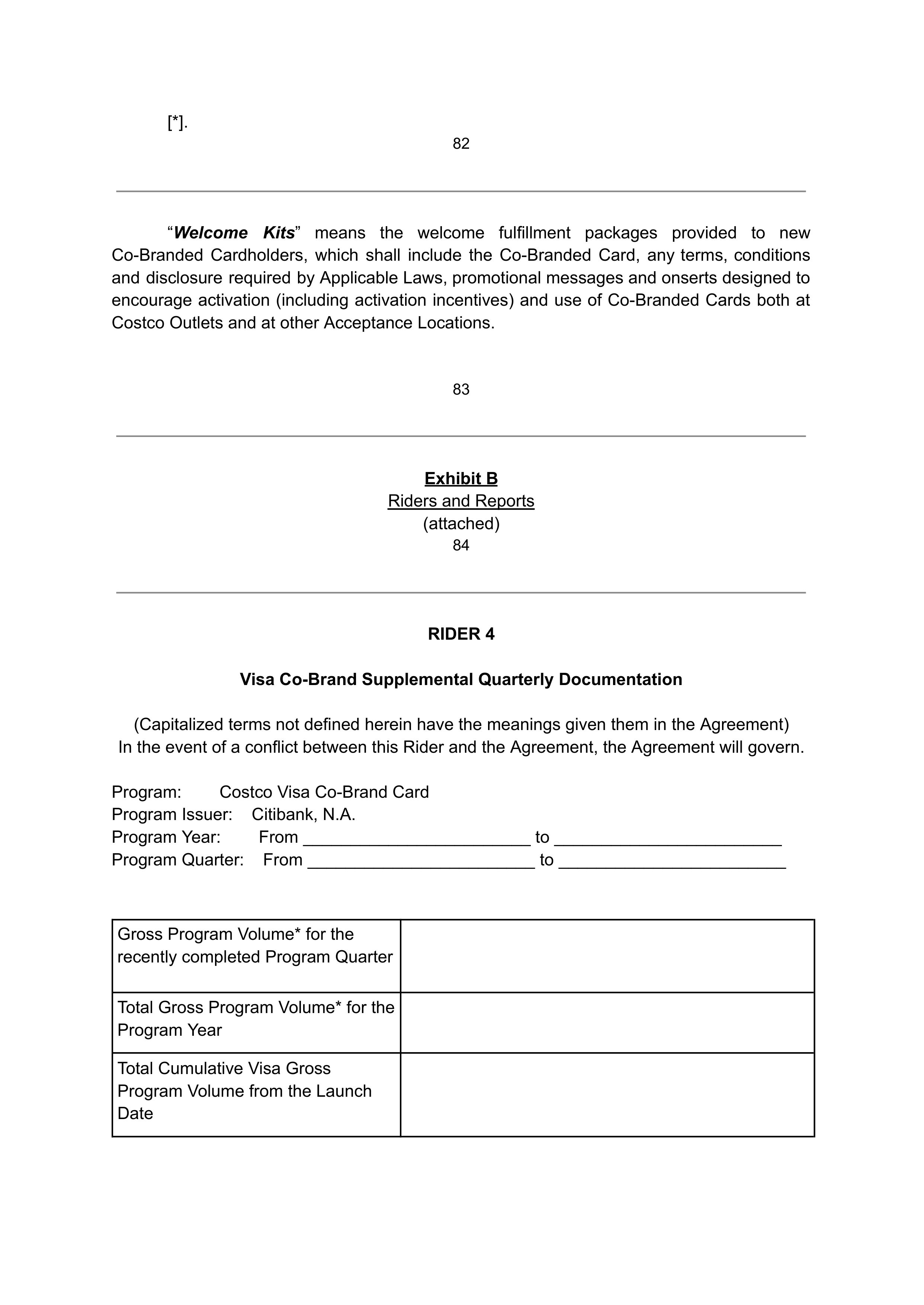 COSTCO CO-BRANDED PROGRAM AGREEMENT — page 81
