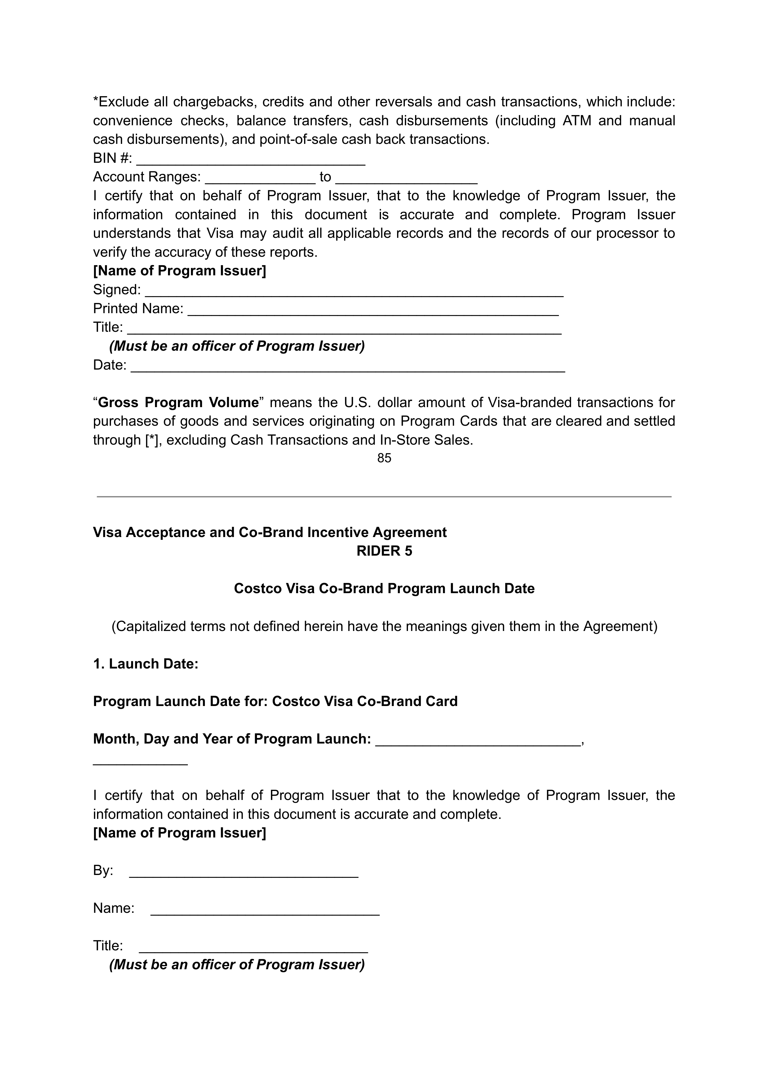 COSTCO CO-BRANDED PROGRAM AGREEMENT — page 82