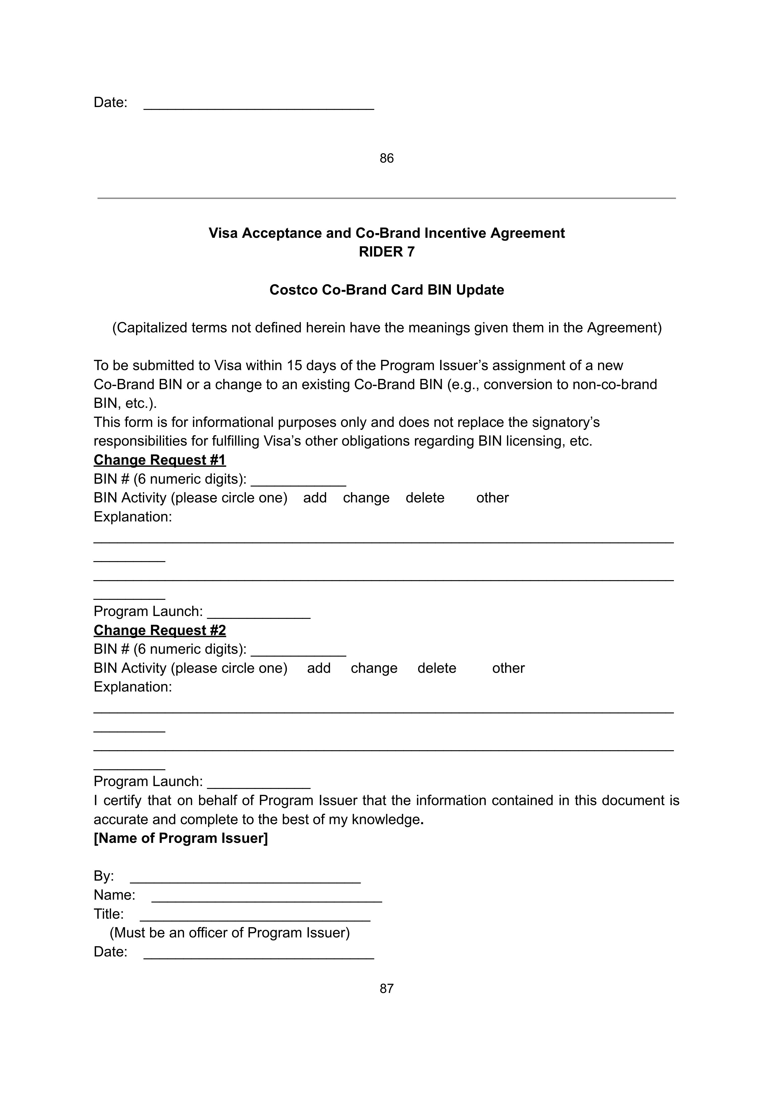 COSTCO CO-BRANDED PROGRAM AGREEMENT — page 83
