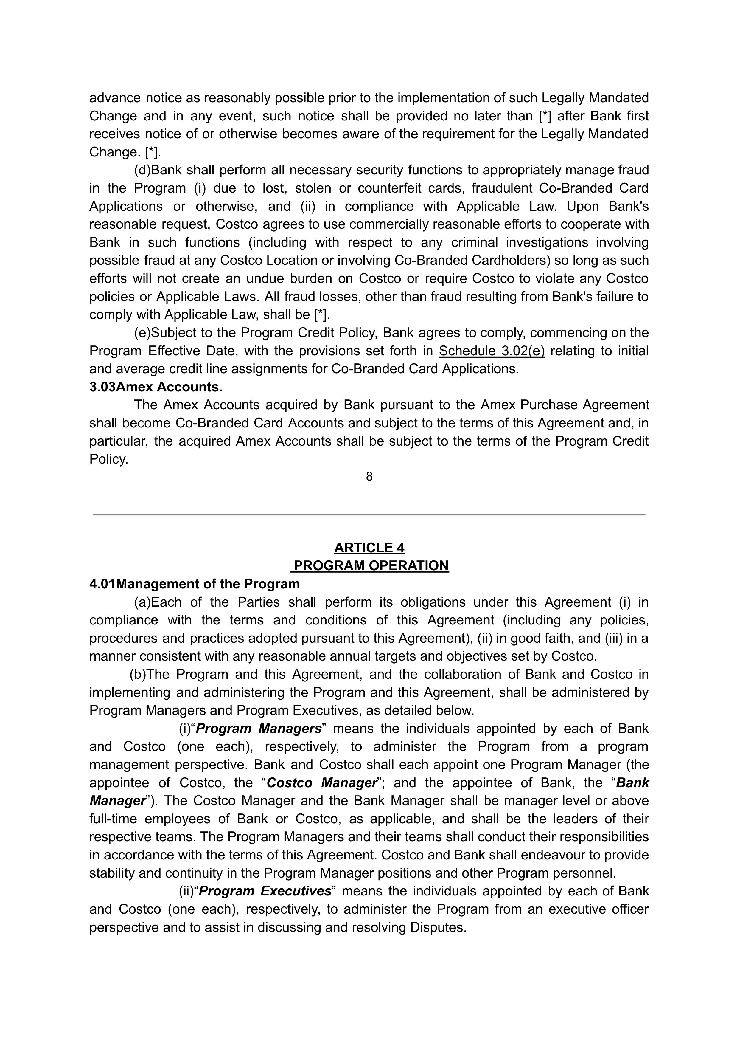 COSTCO CO-BRANDED PROGRAM AGREEMENT — page 9