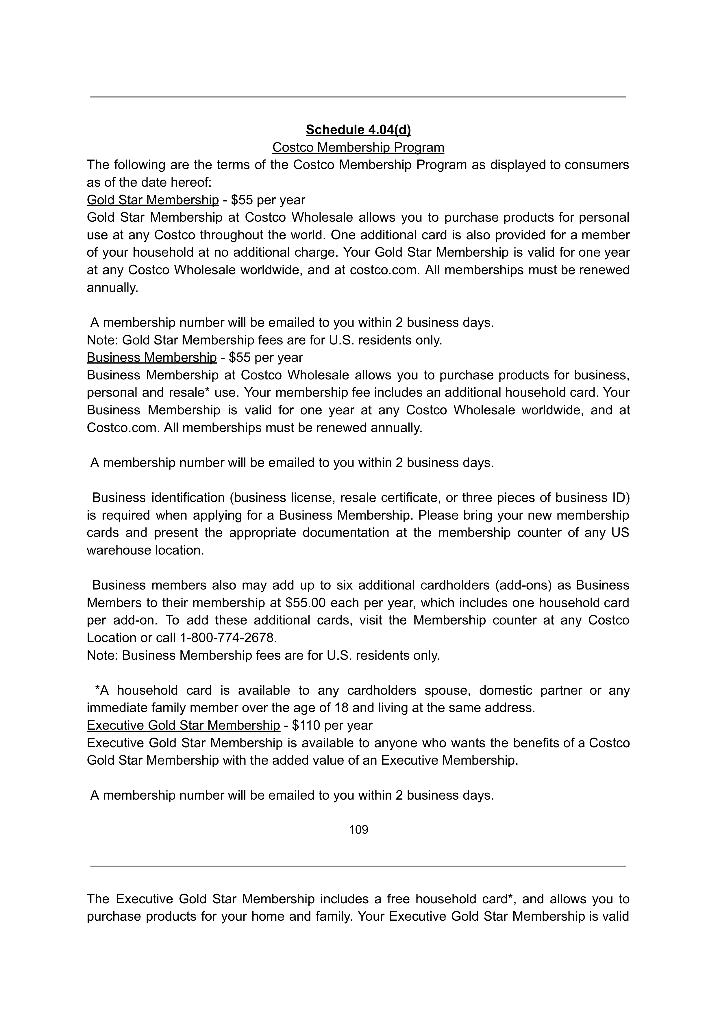 COSTCO CO-BRANDED PROGRAM AGREEMENT — page 97