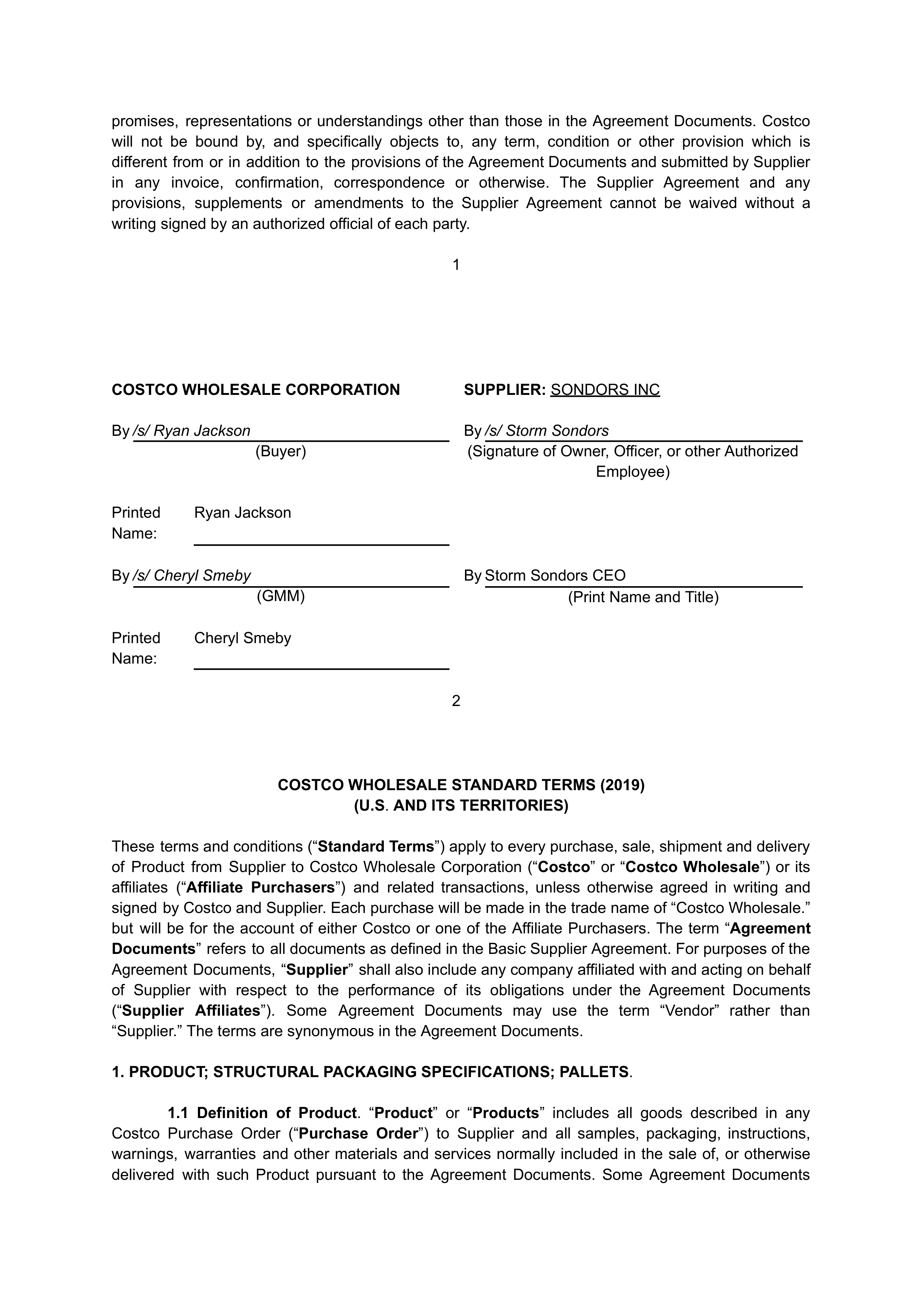 COSTCO WHOLESALE SUPPLIER AGREEMENT — page 2