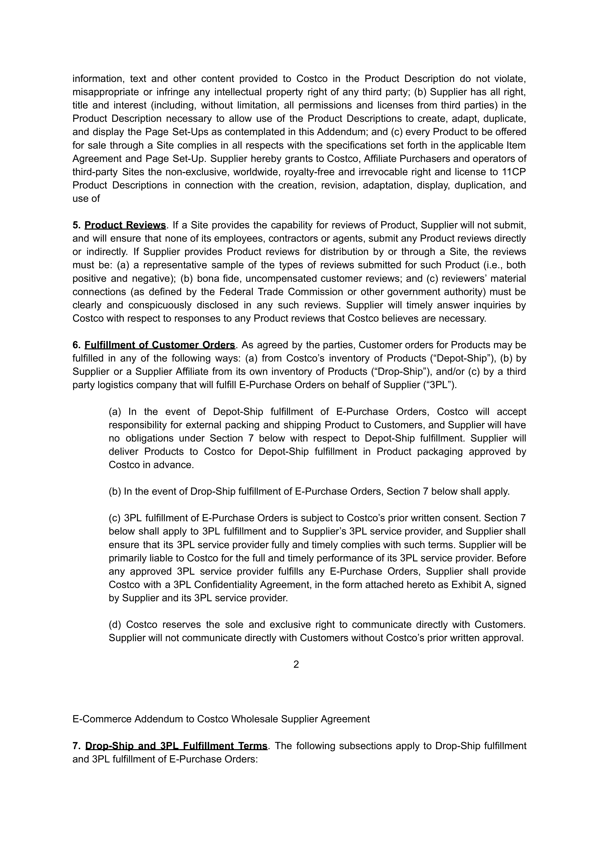 COSTCO WHOLESALE SUPPLIER AGREEMENT — page 23