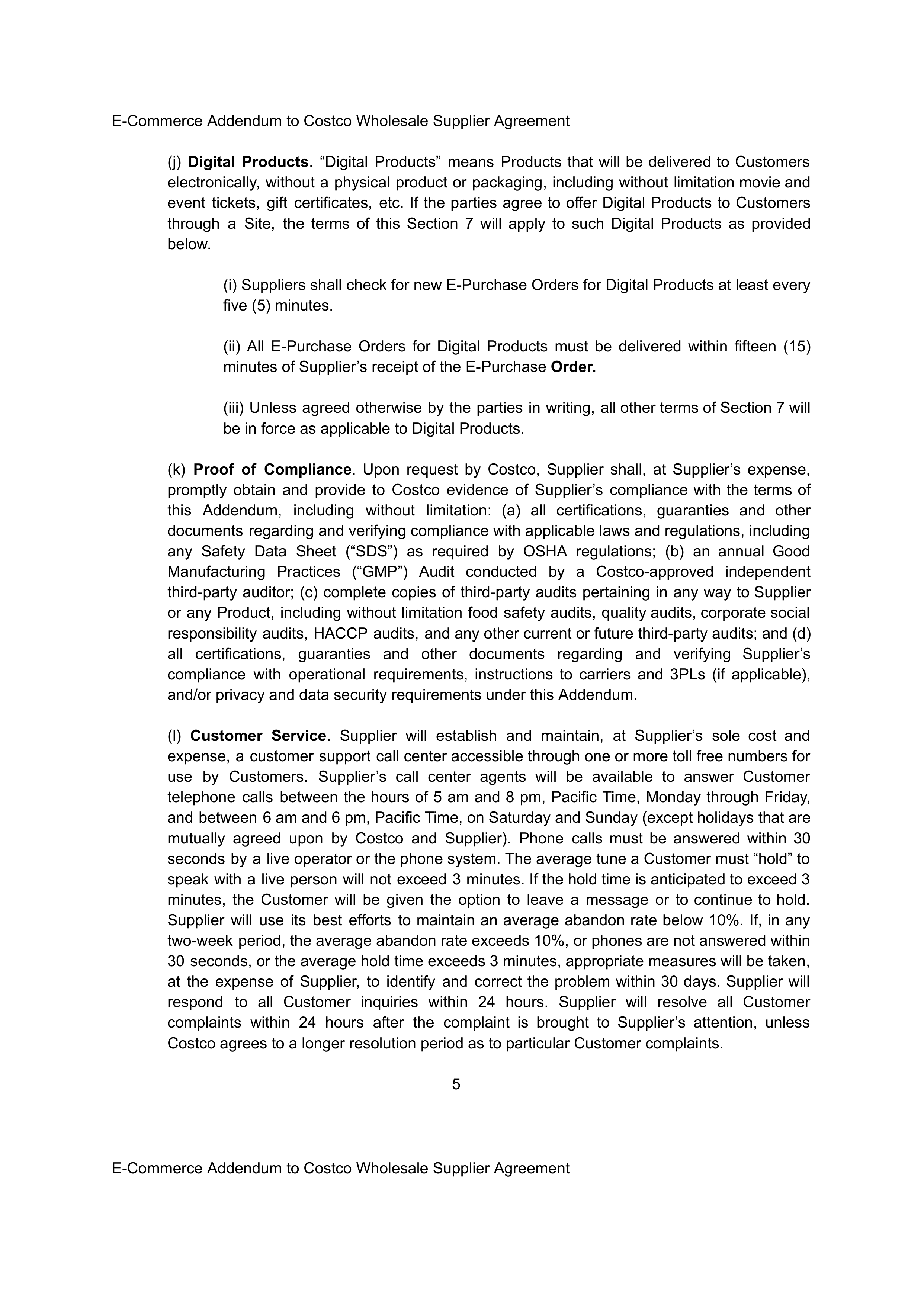 COSTCO WHOLESALE SUPPLIER AGREEMENT — page 26