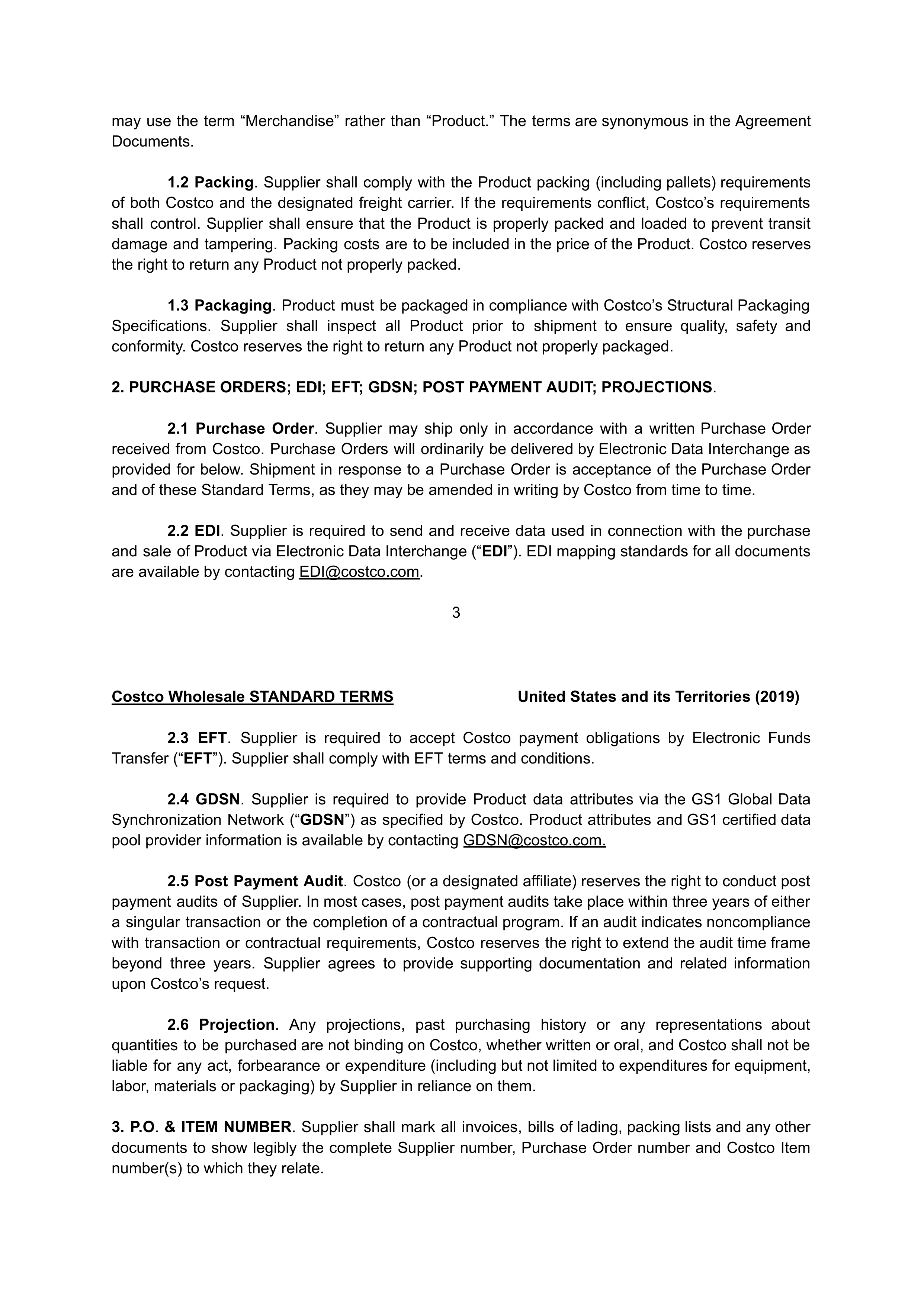 COSTCO WHOLESALE SUPPLIER AGREEMENT — page 3