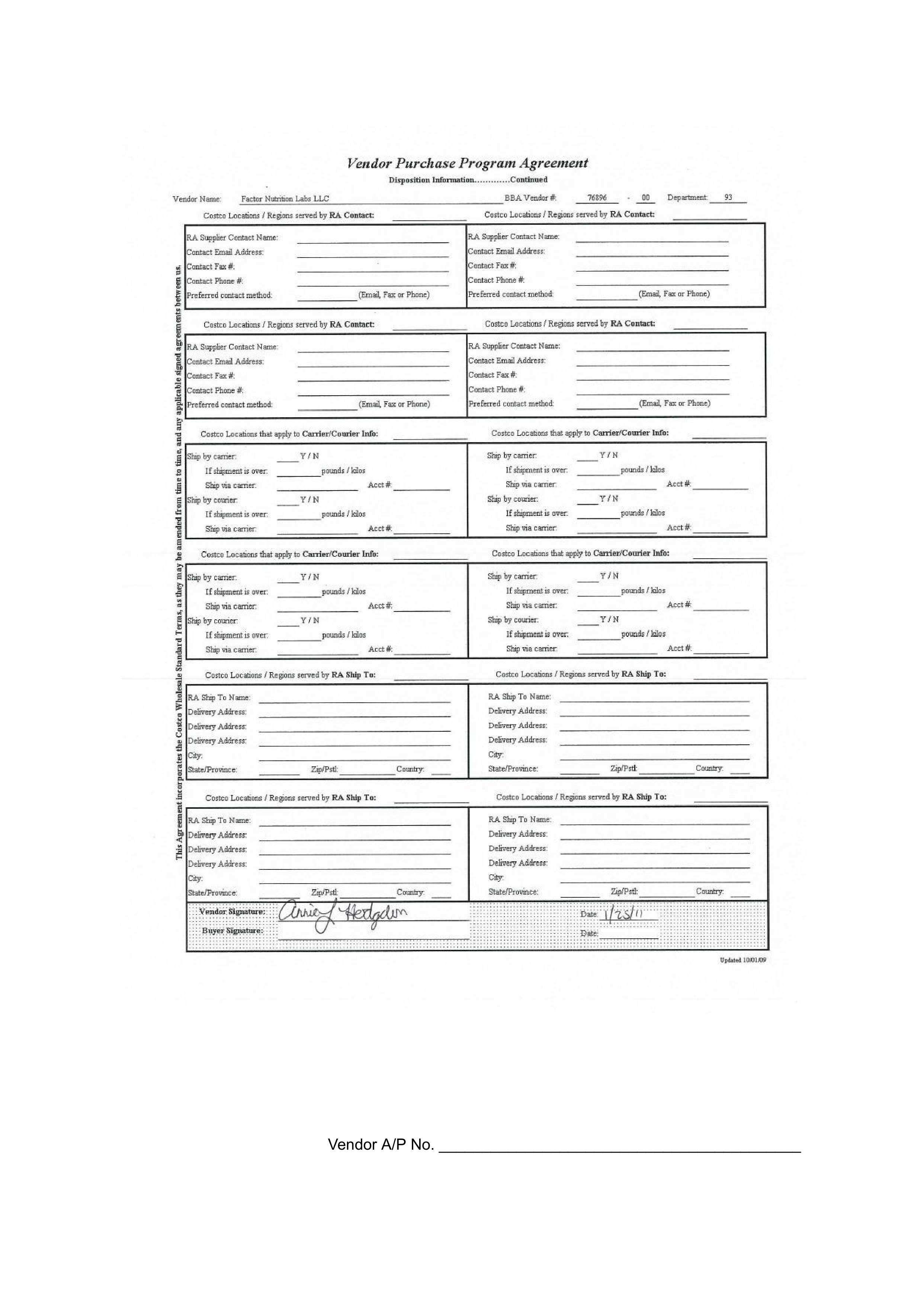 COSTCO WHOLESALE VENDOR AGREEMENT — page 5