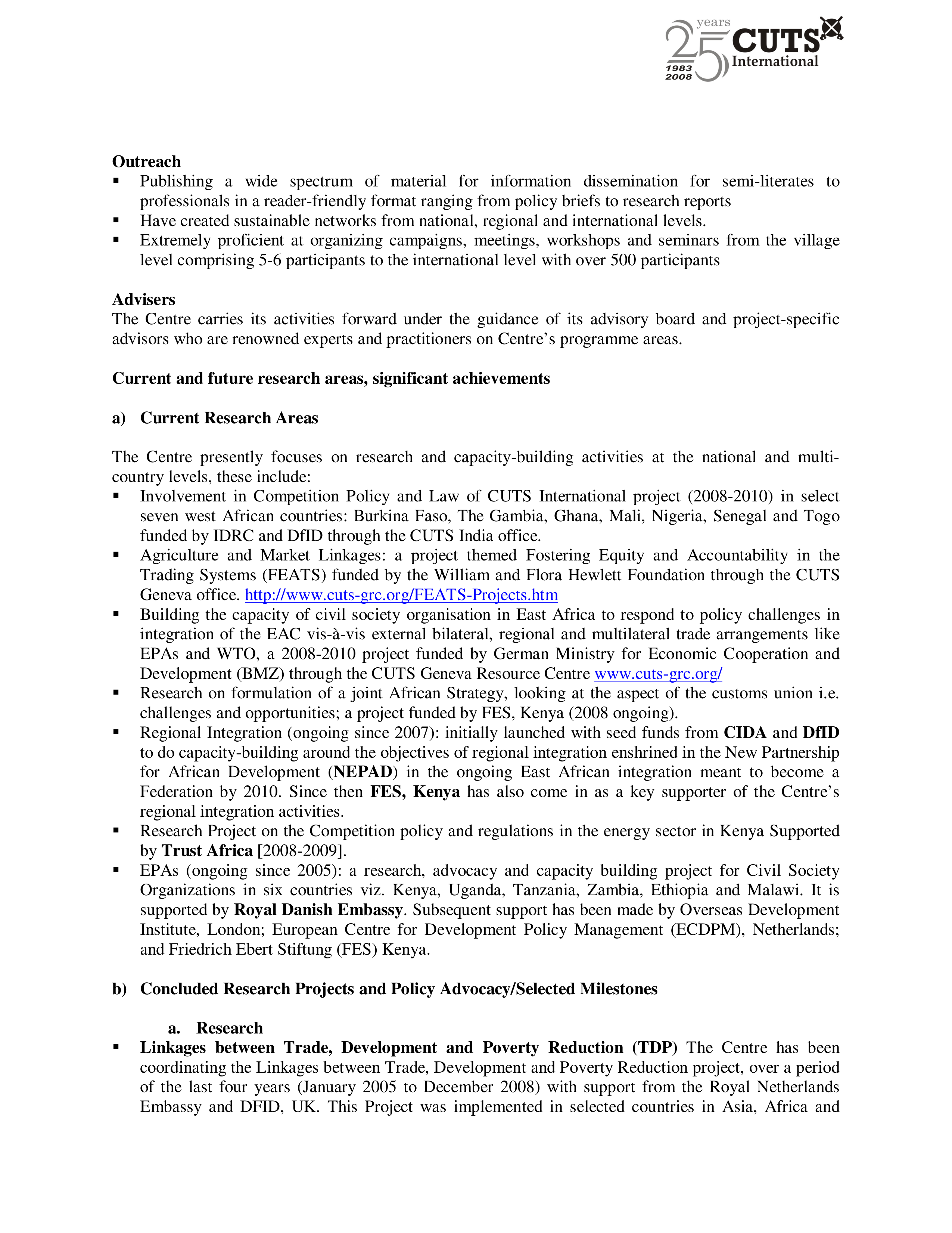 CUTS Africa Capability Statement — page 2