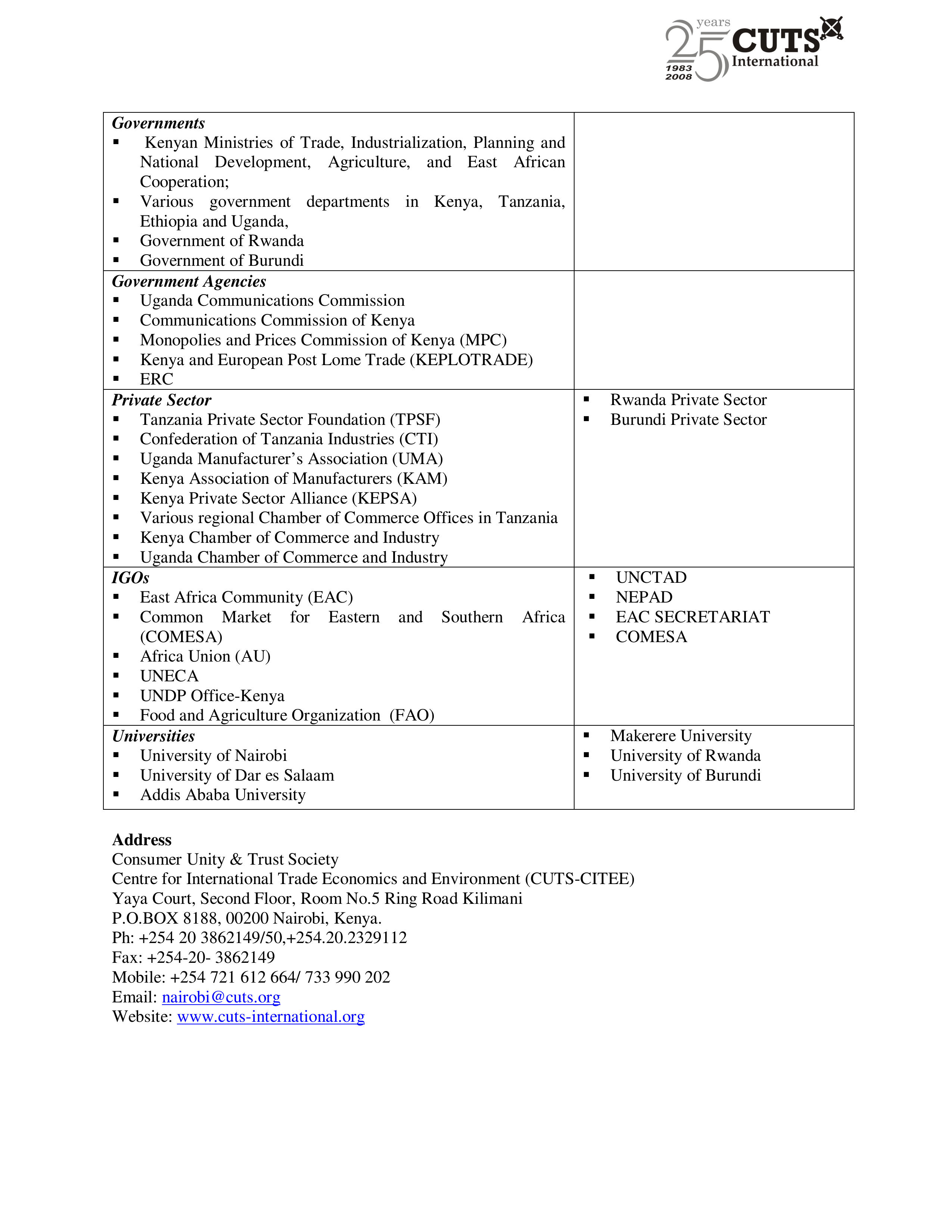 CUTS Africa Capability Statement — page 7