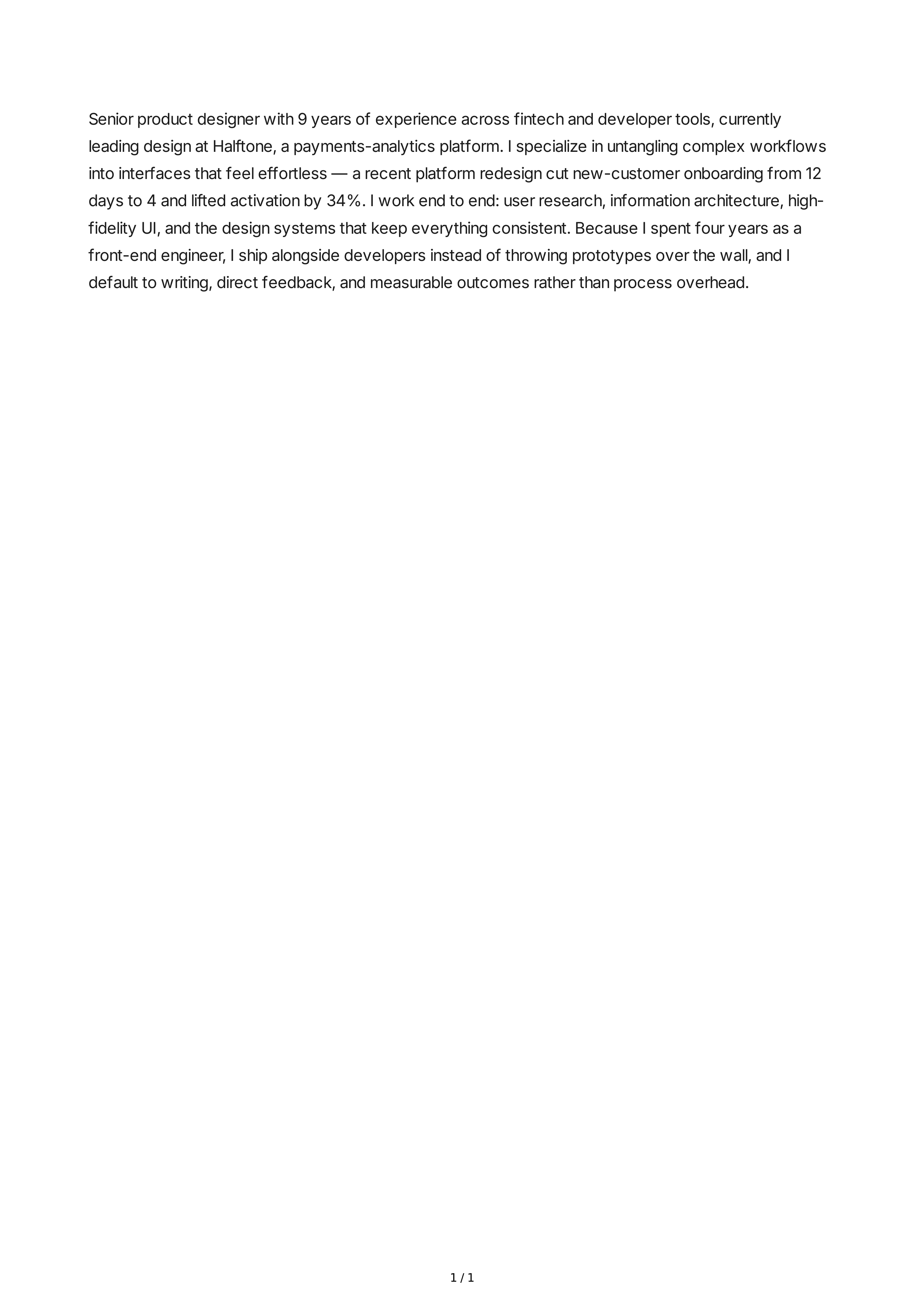 CV Introduction Paragraph — page 1