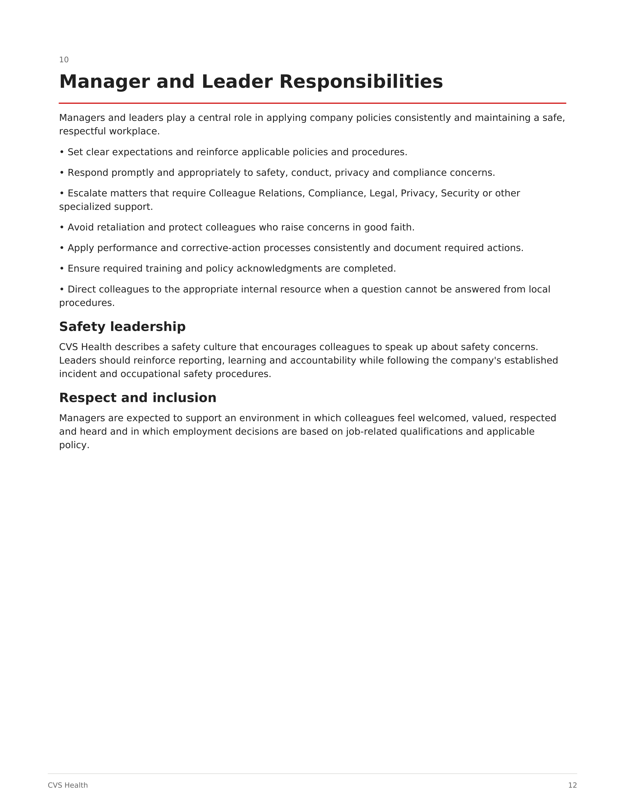 CVS Employee Policy and Procedures Handbook — page 12