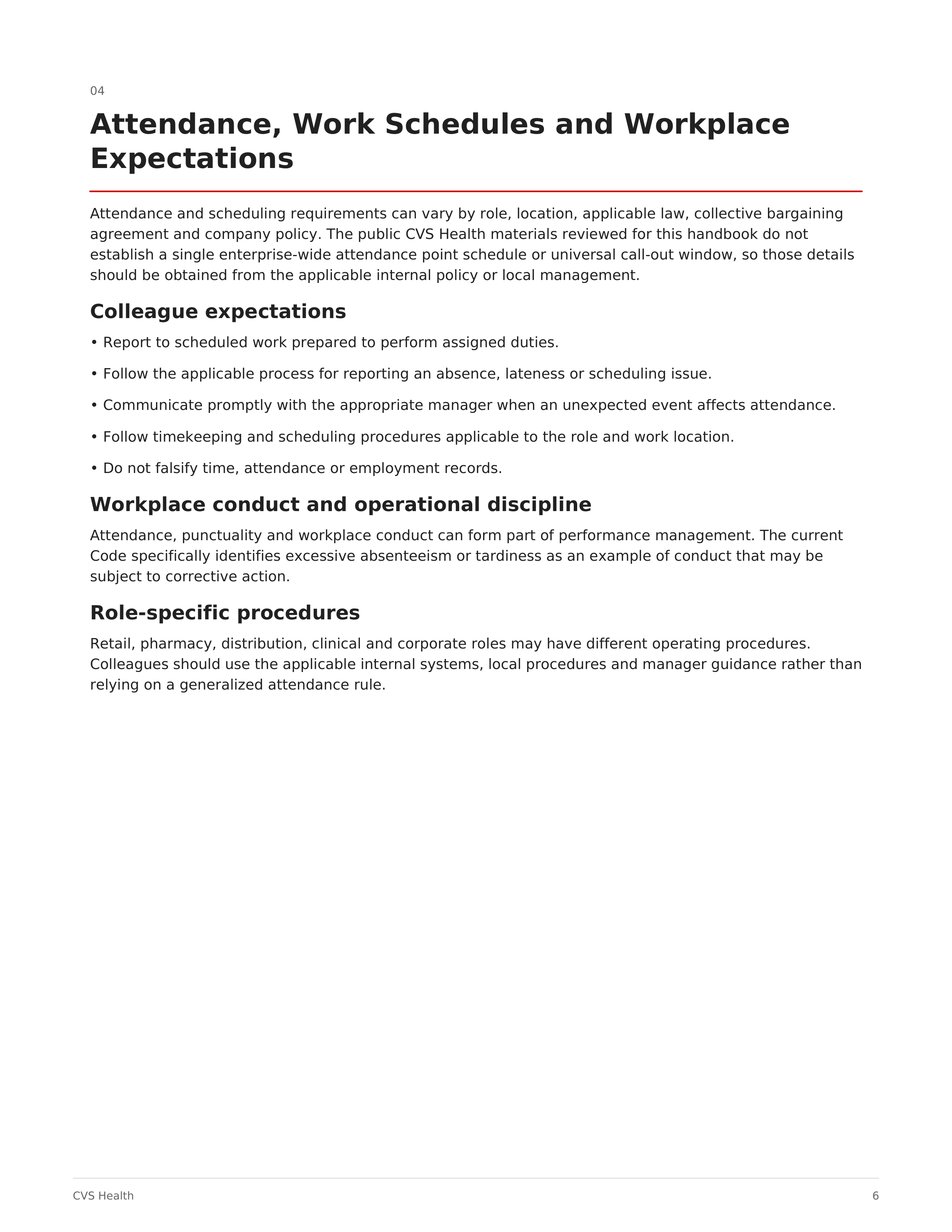 CVS Employee Policy and Procedures Handbook — page 6