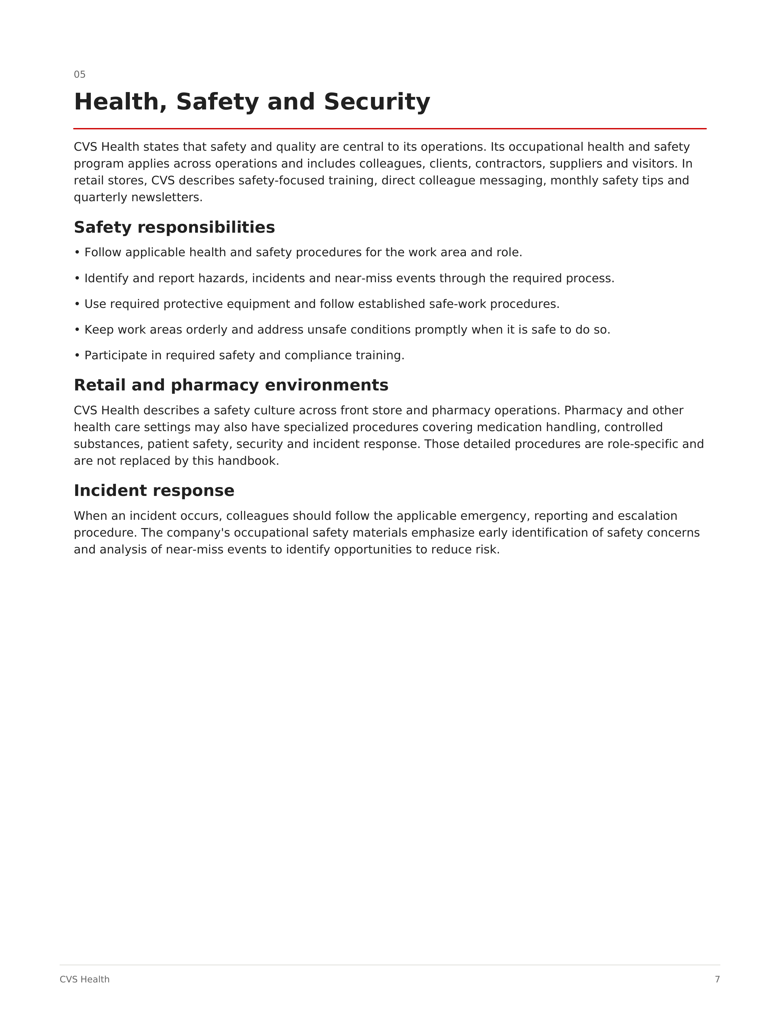 CVS Employee Policy and Procedures Handbook — page 7