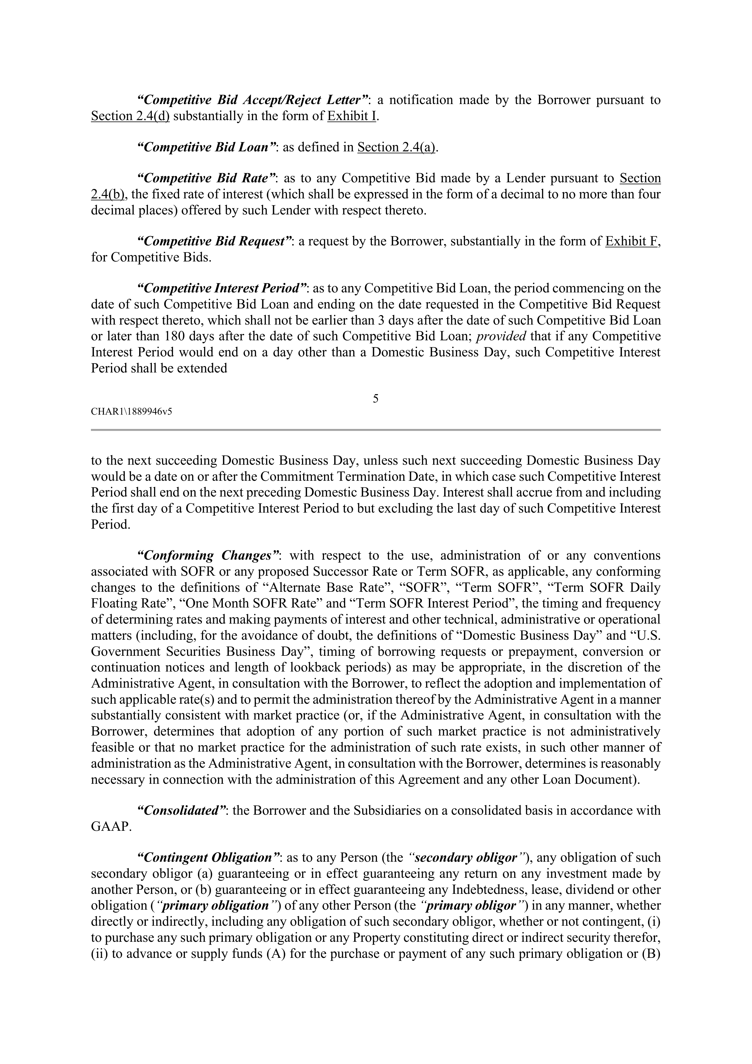 CVS HEALTH CORPORATION FIVE YEAR CREDIT AGREEMENT — page 11