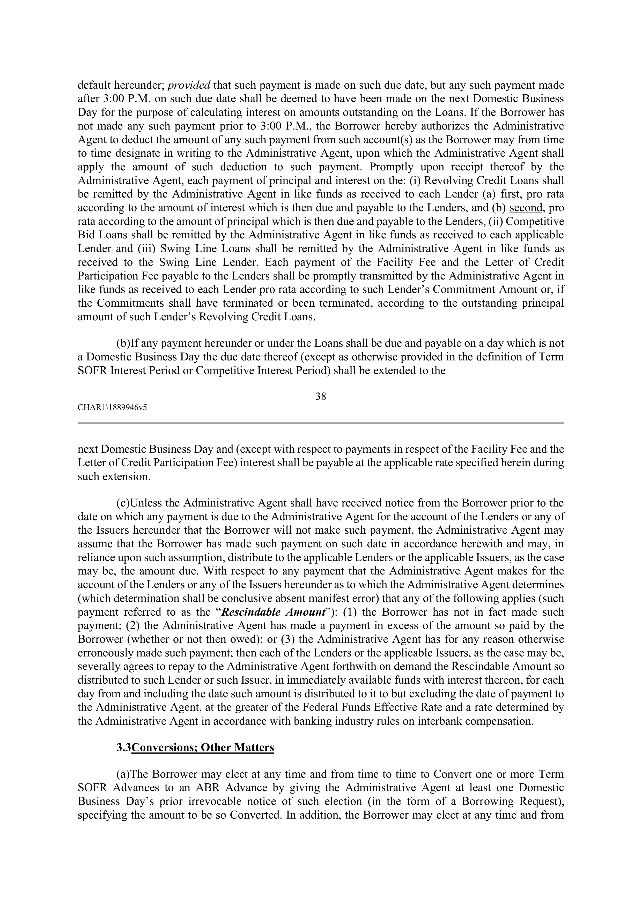 CVS HEALTH CORPORATION FIVE YEAR CREDIT AGREEMENT — page 44