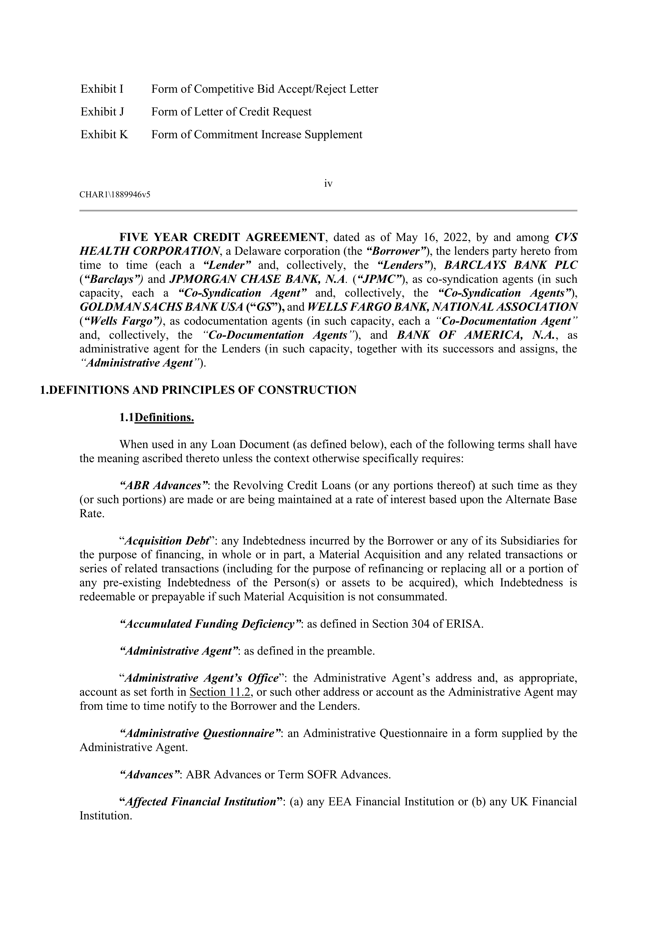 CVS HEALTH CORPORATION FIVE YEAR CREDIT AGREEMENT — page 6