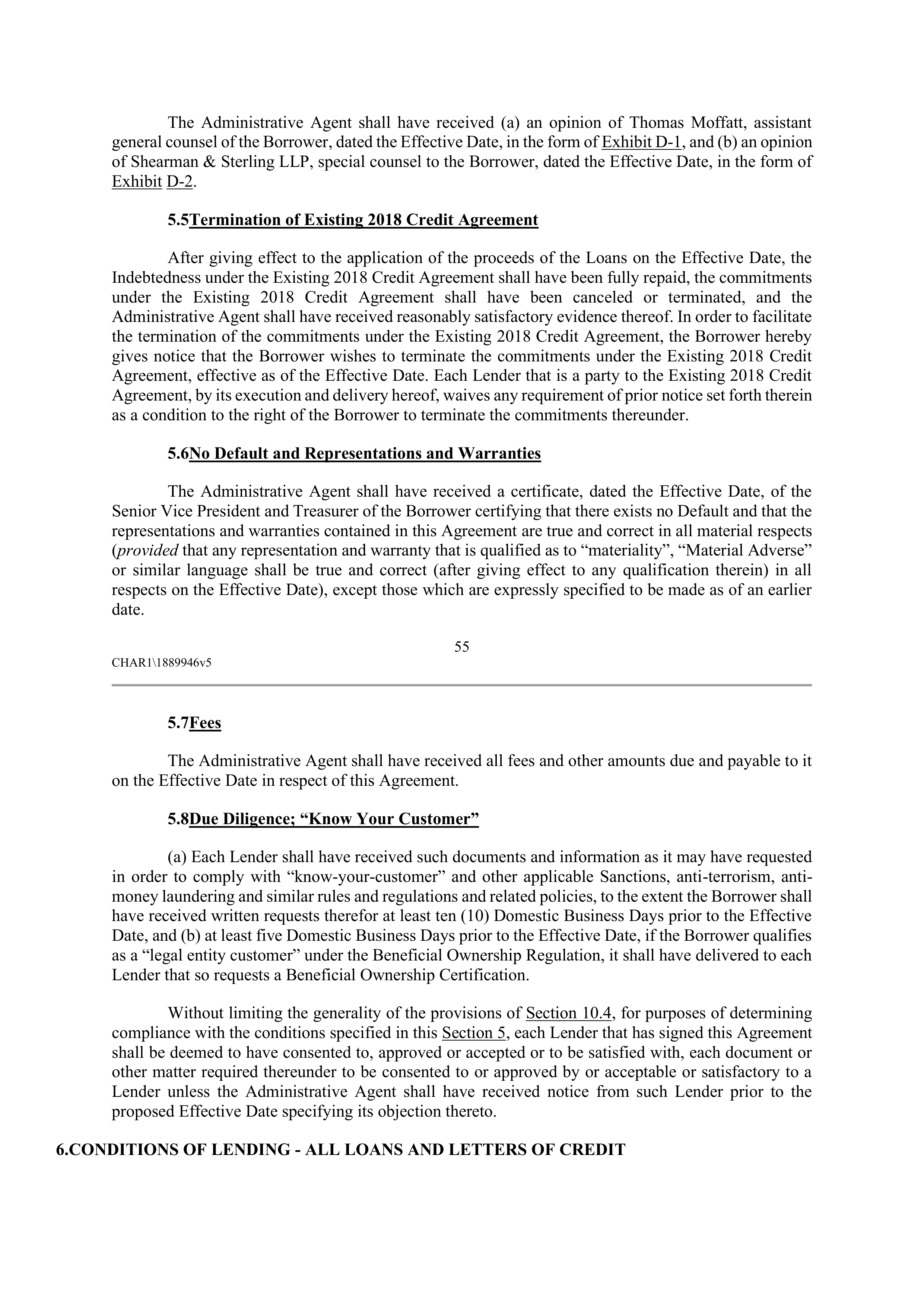 CVS HEALTH CORPORATION FIVE YEAR CREDIT AGREEMENT — page 61