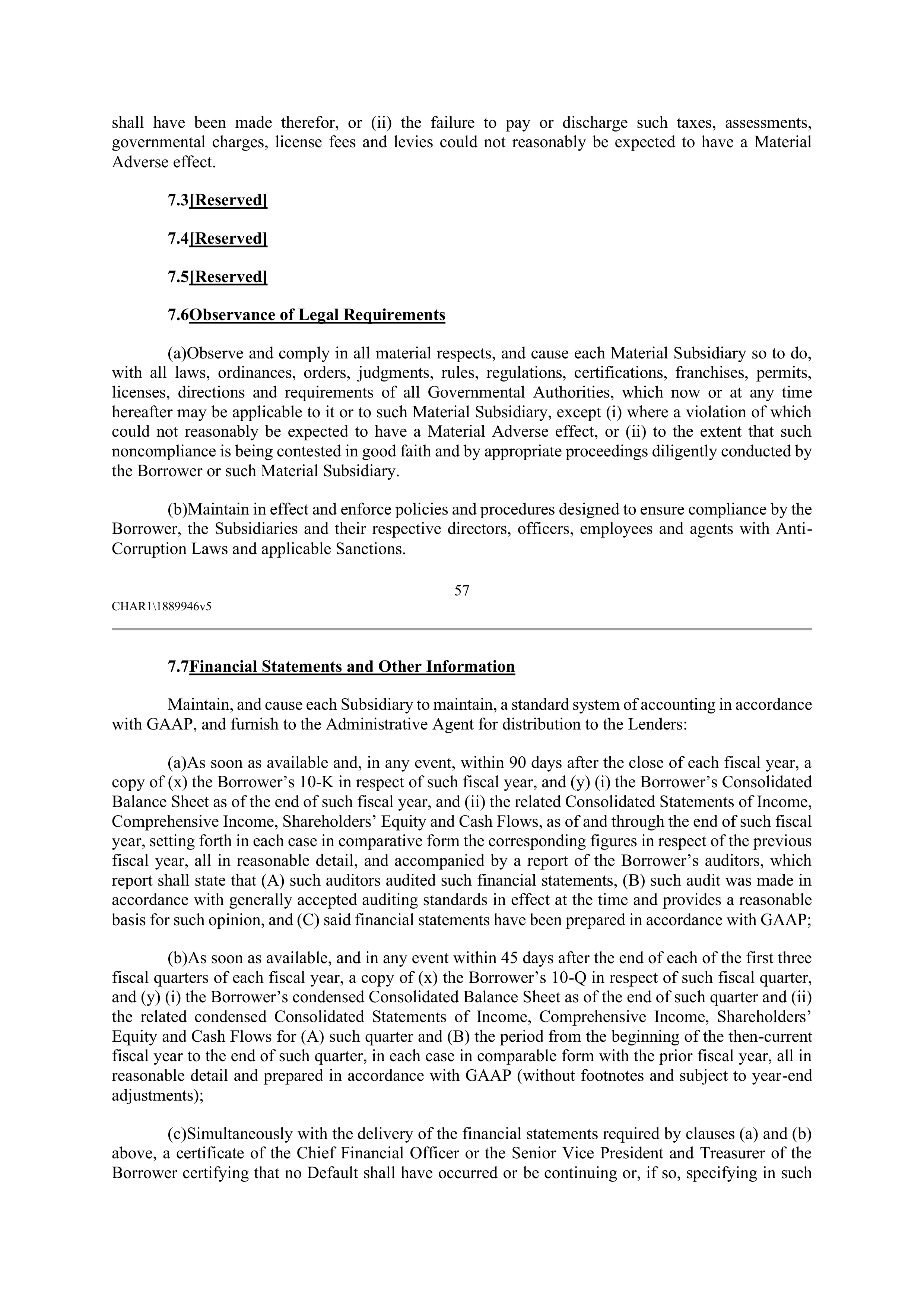 CVS HEALTH CORPORATION FIVE YEAR CREDIT AGREEMENT — page 63