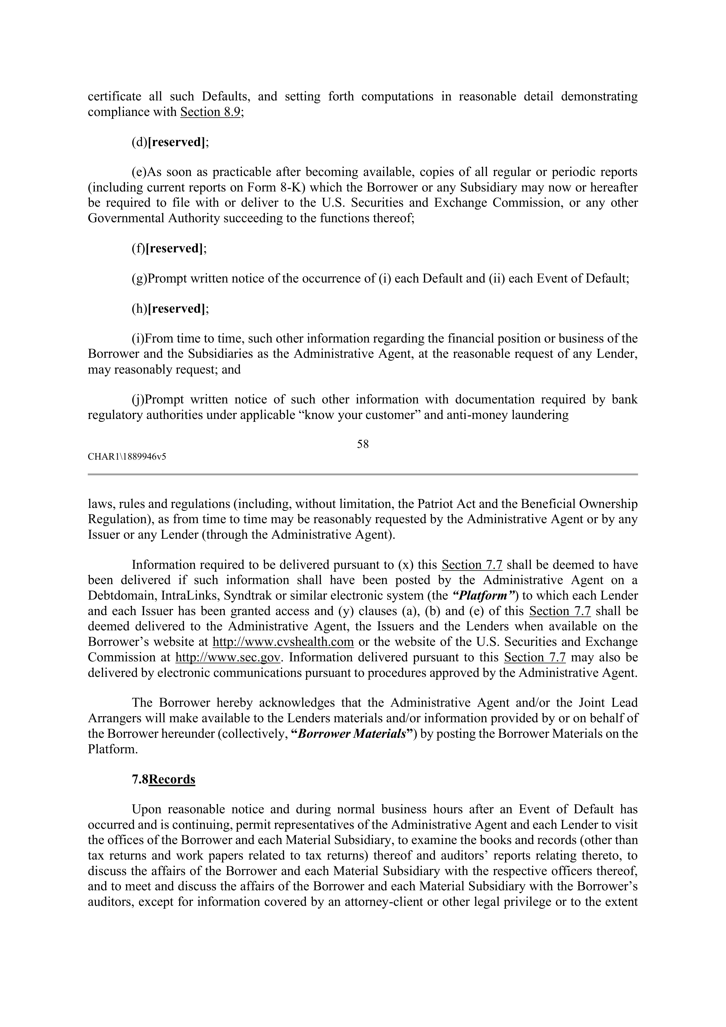 CVS HEALTH CORPORATION FIVE YEAR CREDIT AGREEMENT — page 64
