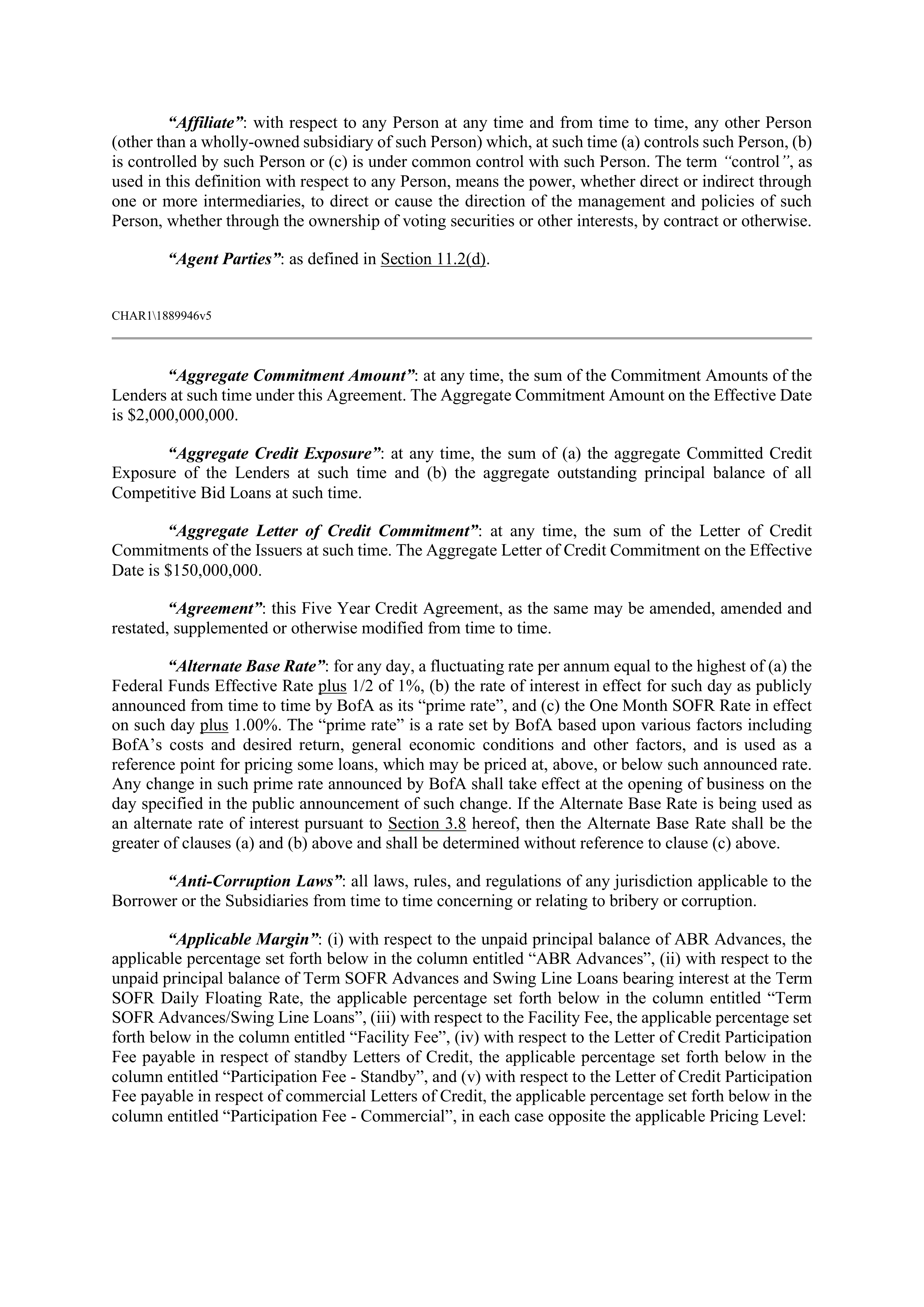 CVS HEALTH CORPORATION FIVE YEAR CREDIT AGREEMENT — page 7