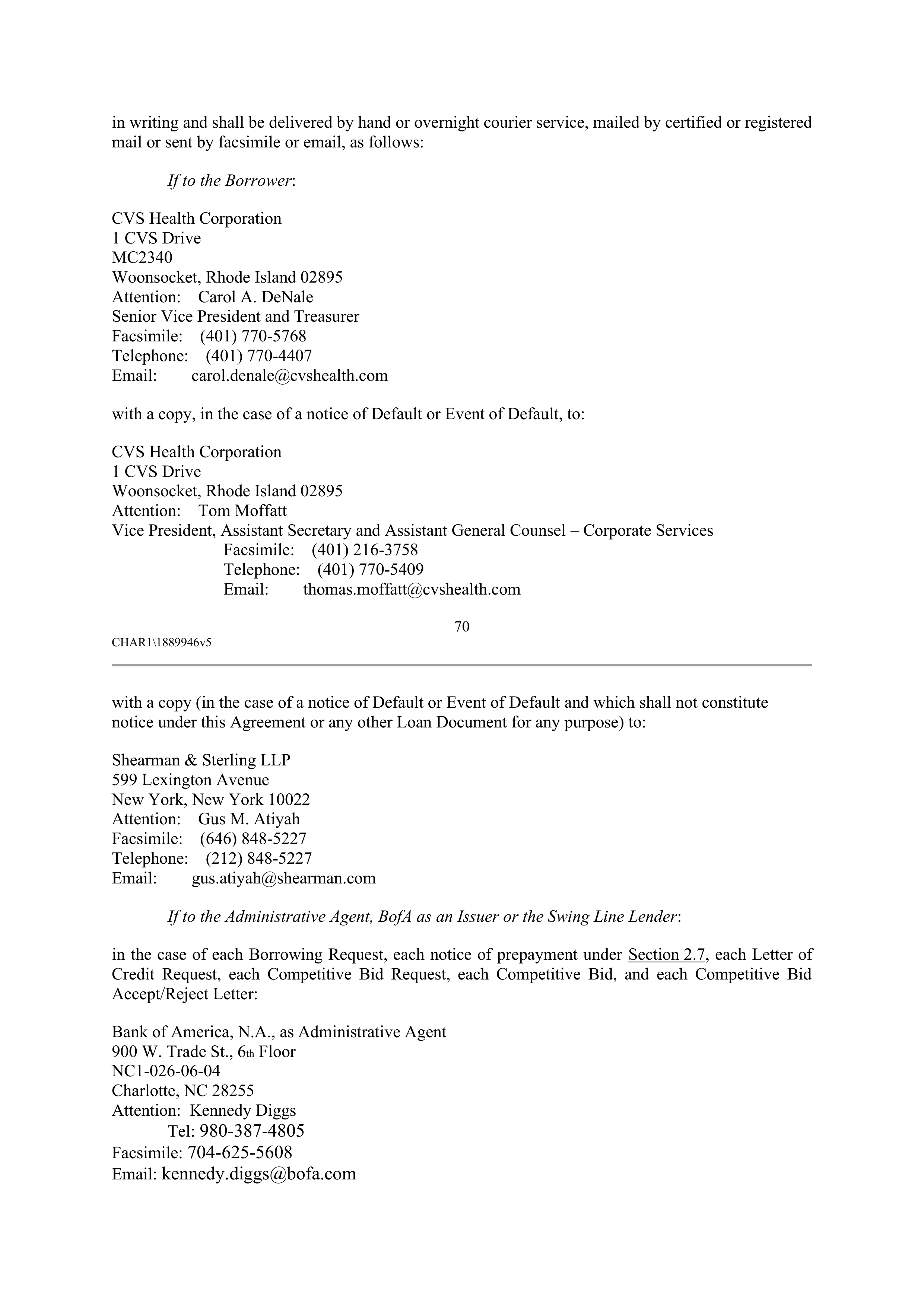 CVS HEALTH CORPORATION FIVE YEAR CREDIT AGREEMENT — page 76