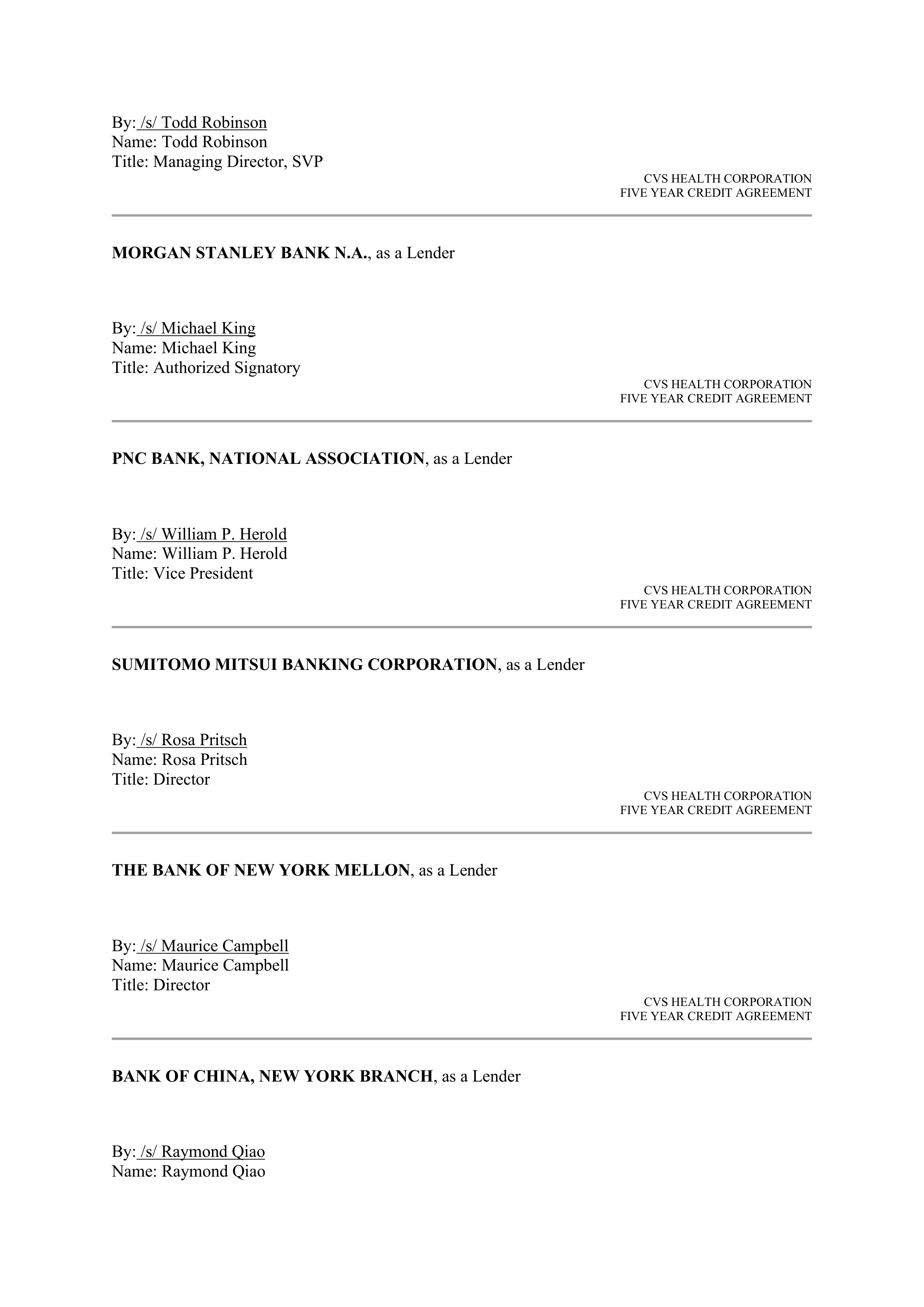 CVS HEALTH CORPORATION FIVE YEAR CREDIT AGREEMENT — page 97