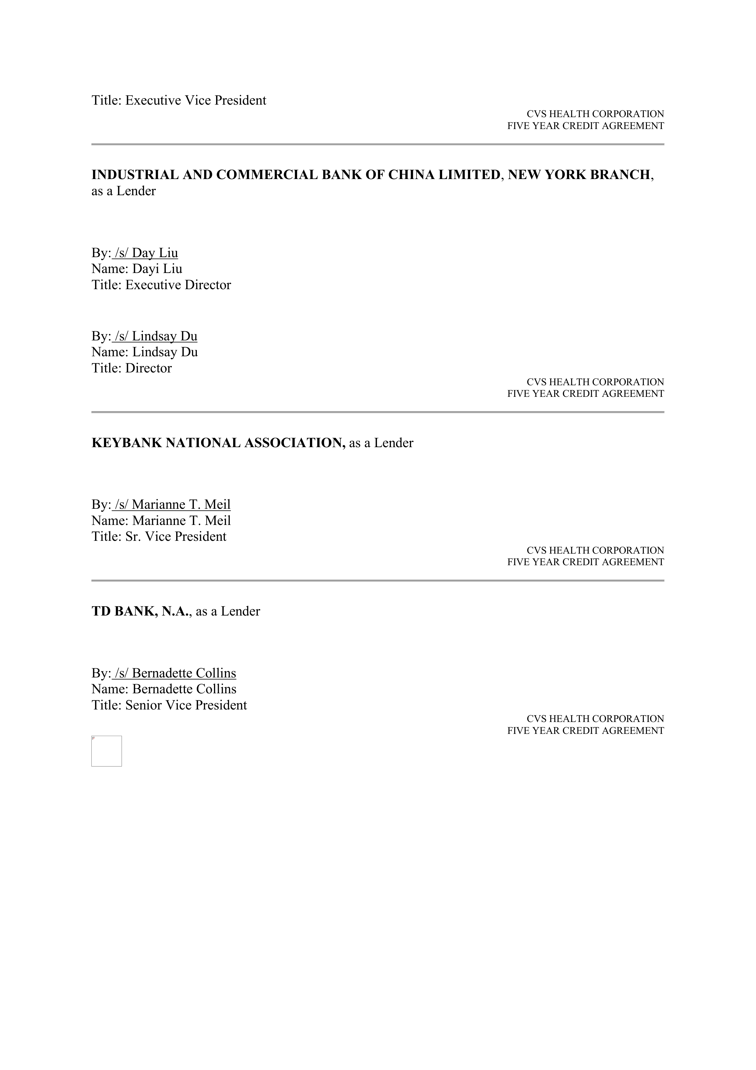 CVS HEALTH CORPORATION FIVE YEAR CREDIT AGREEMENT — page 98