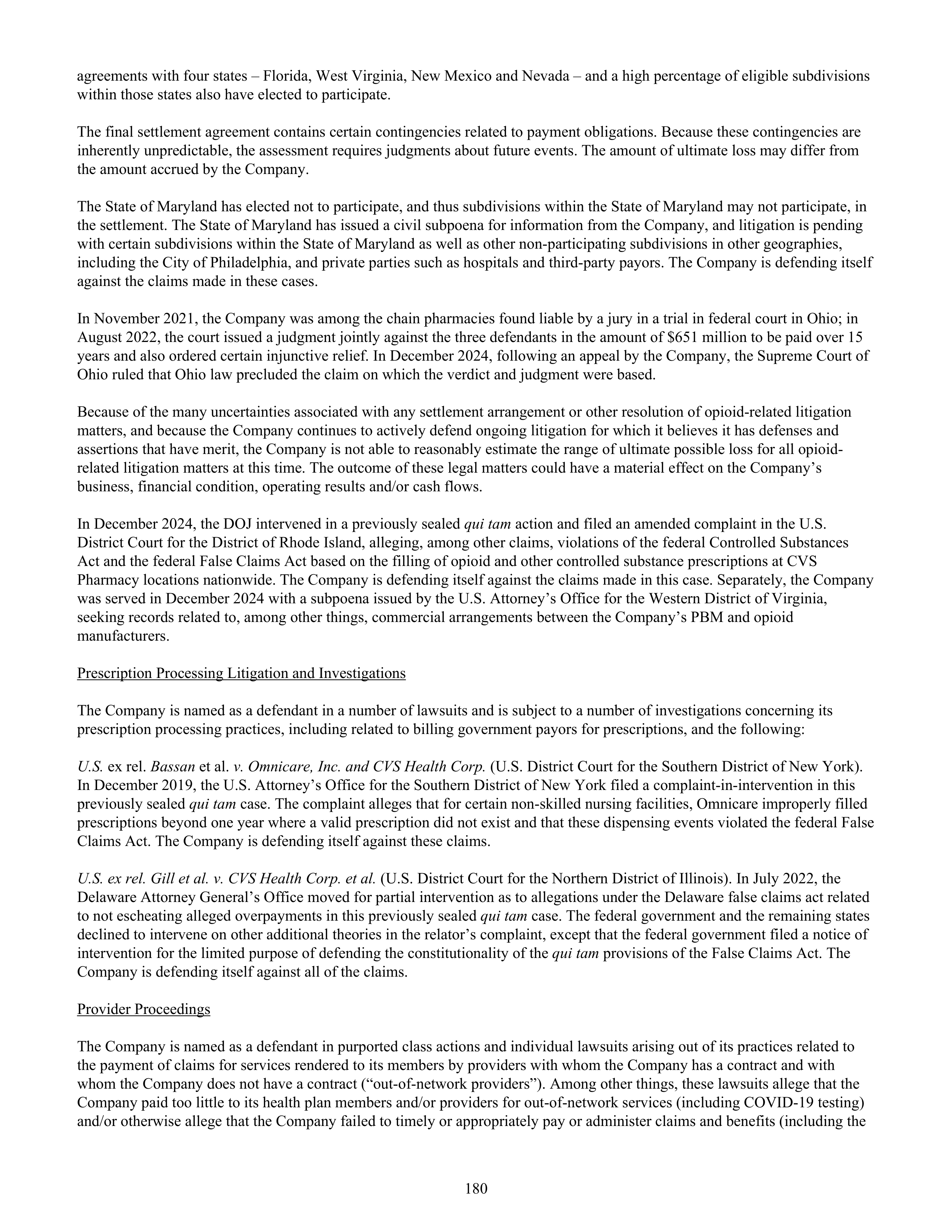 CVS Health Annual Report — page 188