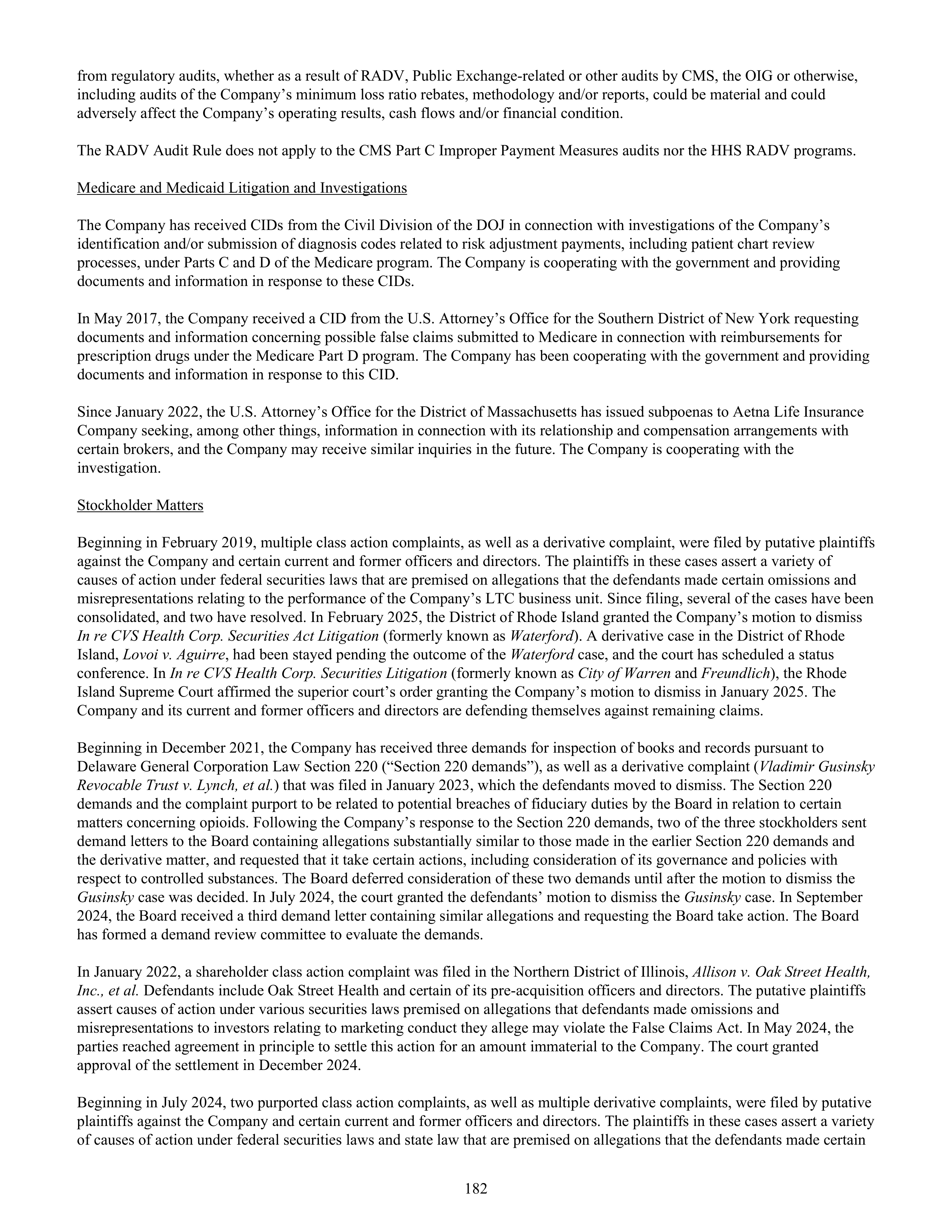 CVS Health Annual Report — page 190