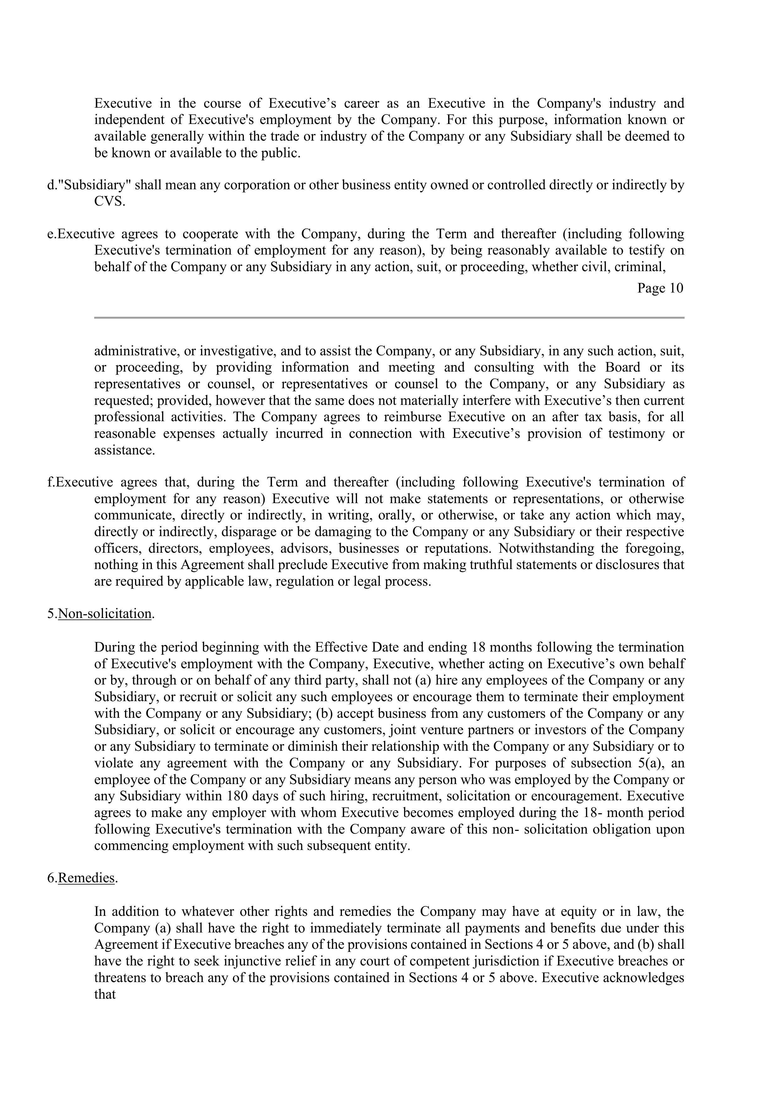 CVS Health Corporation Change in Control Agreement — page 10