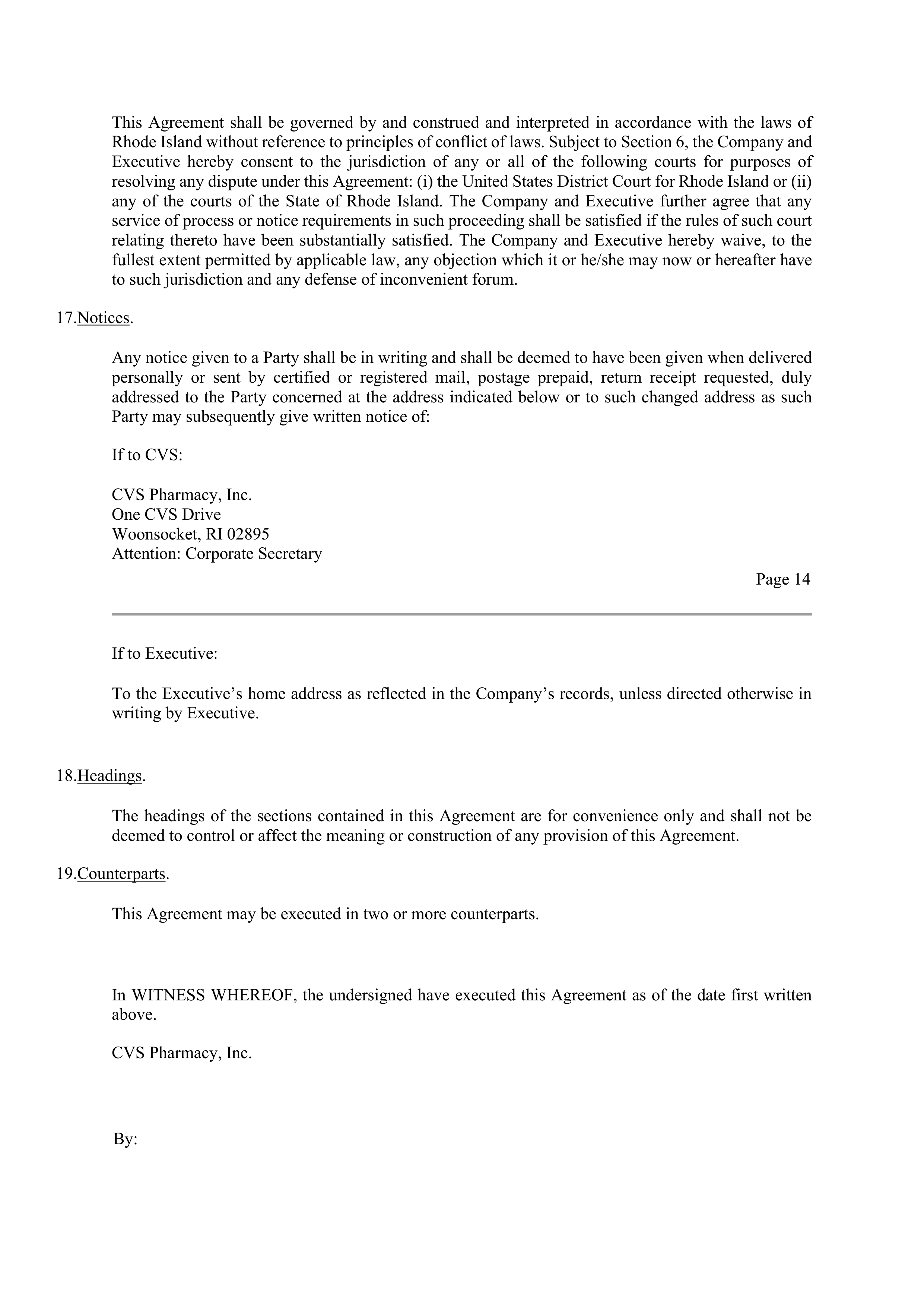 CVS Health Corporation Change in Control Agreement — page 13