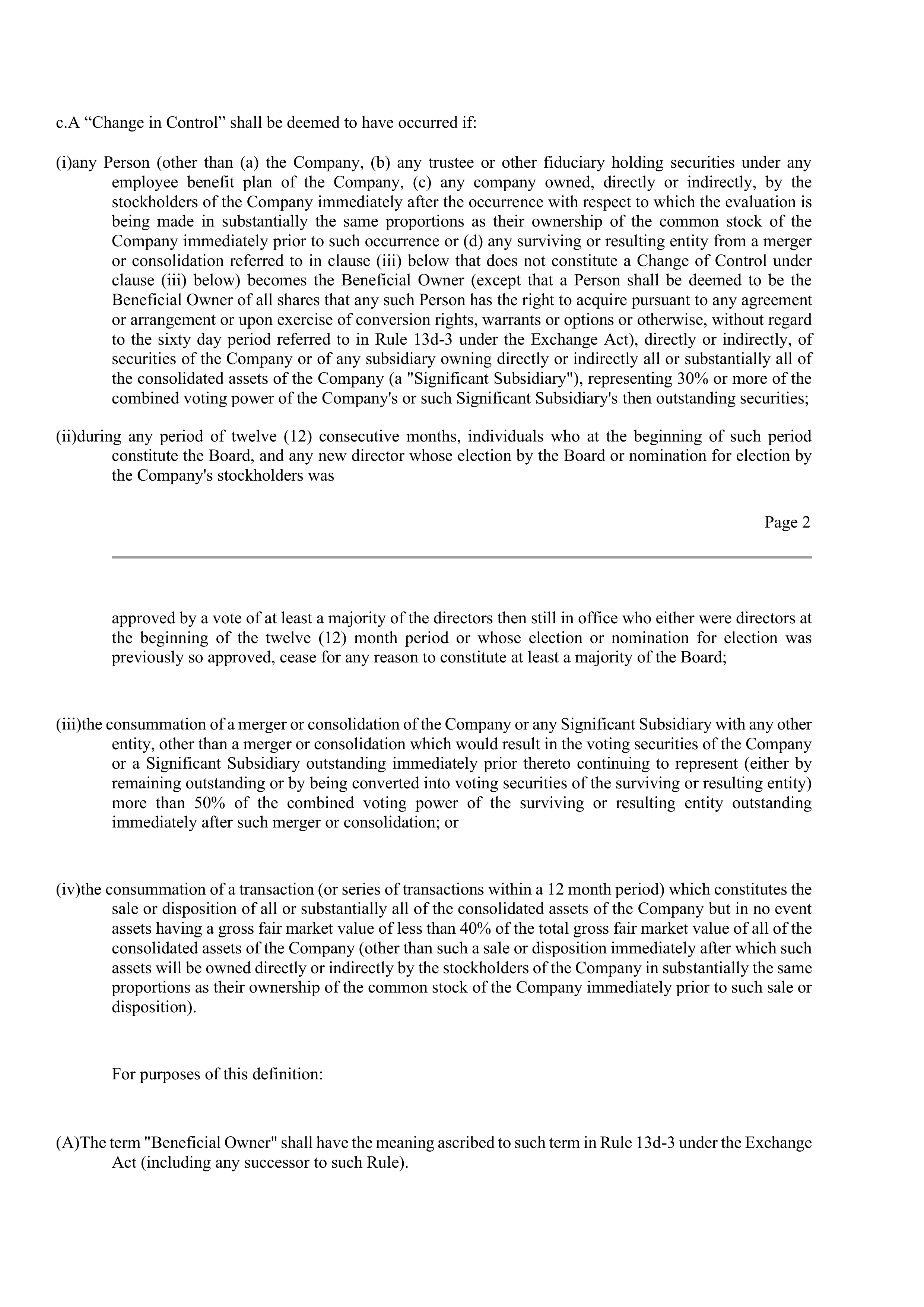 CVS Health Corporation Change in Control Agreement — page 4