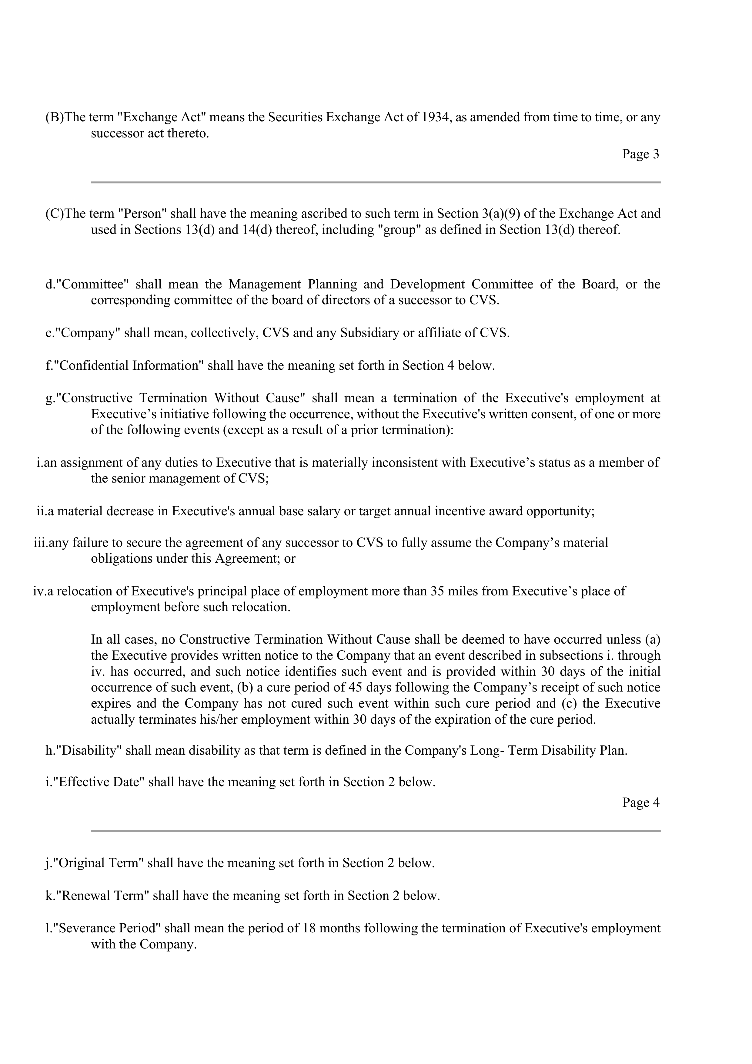 CVS Health Corporation Change in Control Agreement — page 5