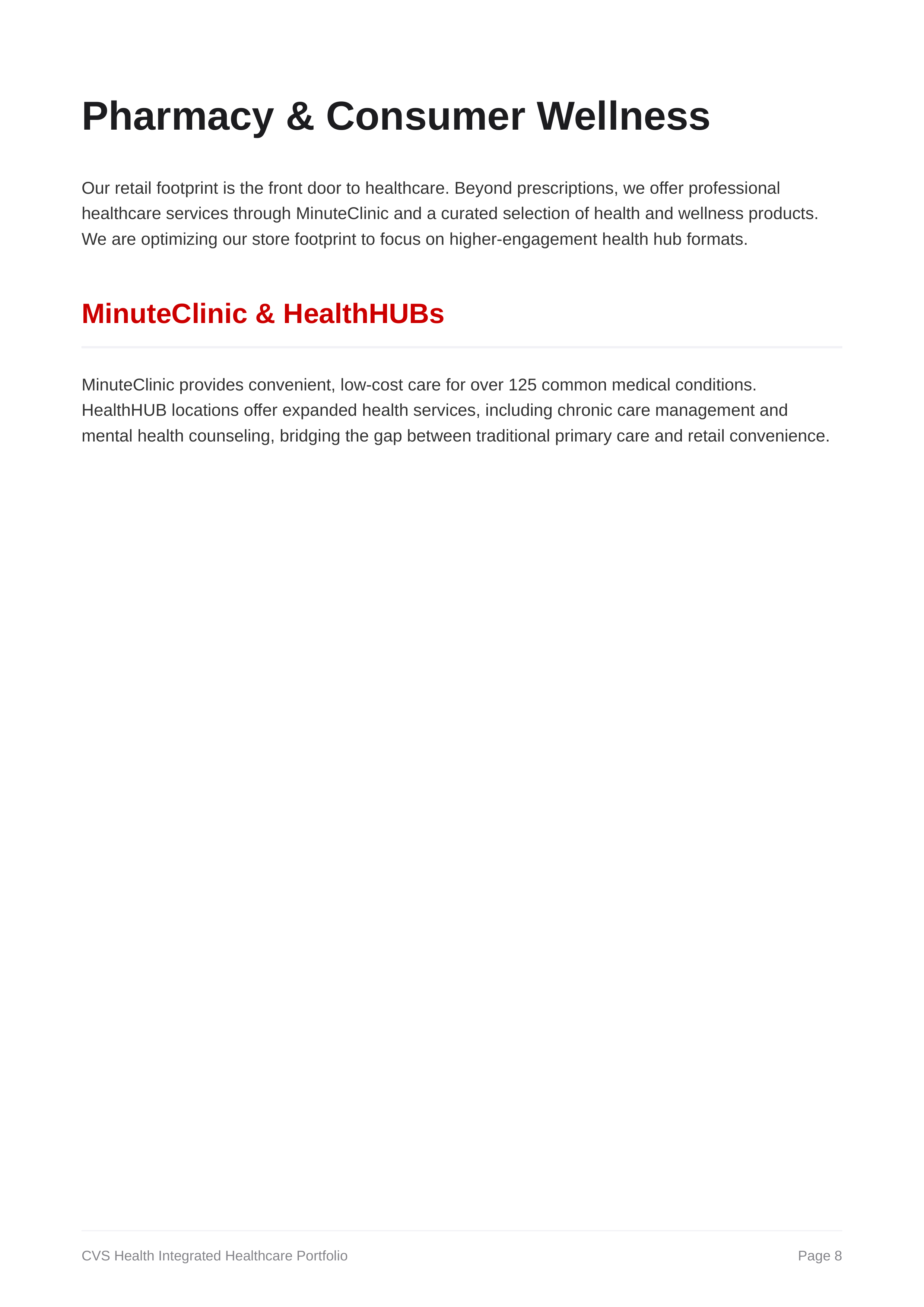 CVS Health Company’s Integrated Healthcare Business Segment Portfolio — page 8