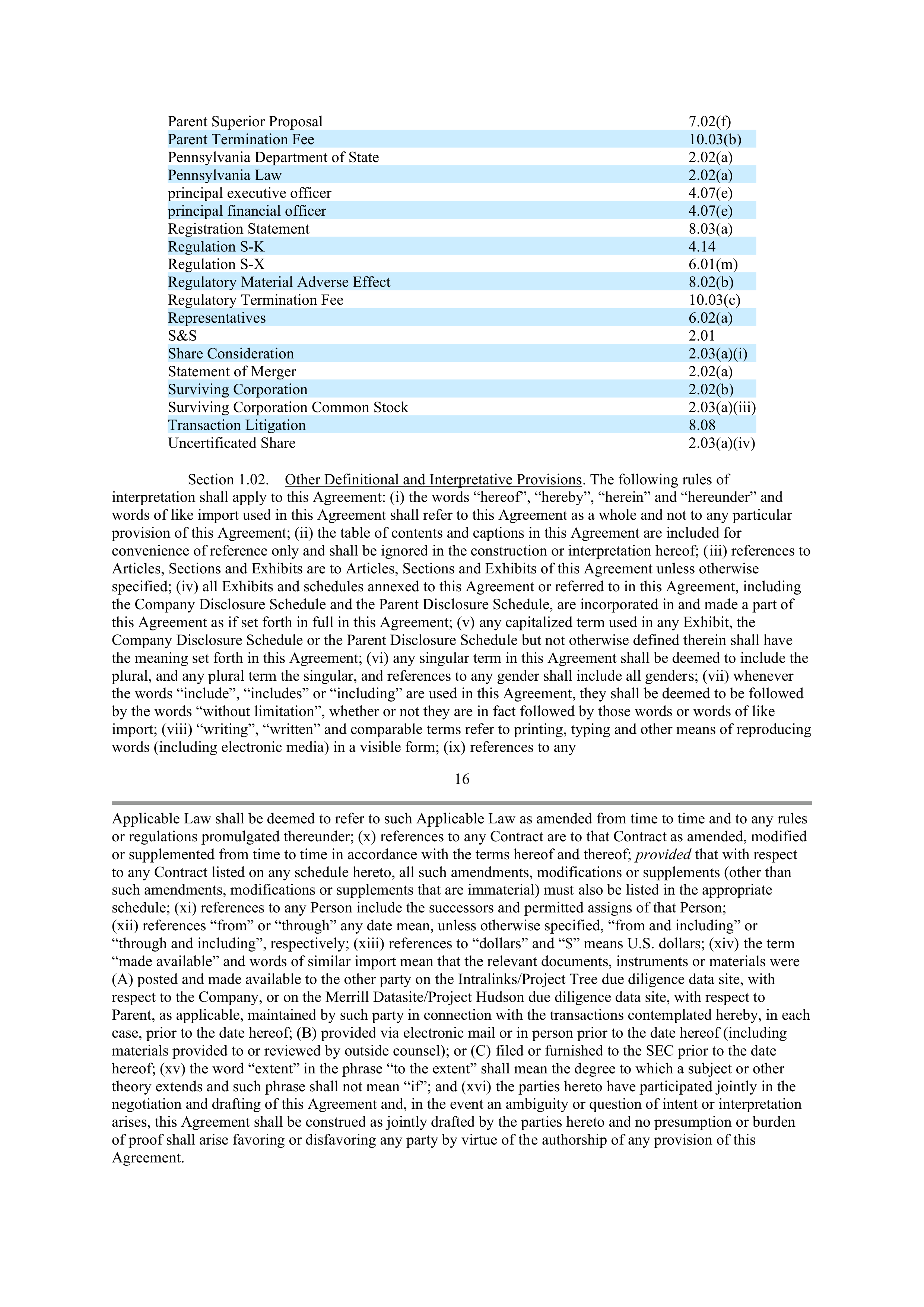 CVS Health Corporation PLAN OF MERGER — page 16