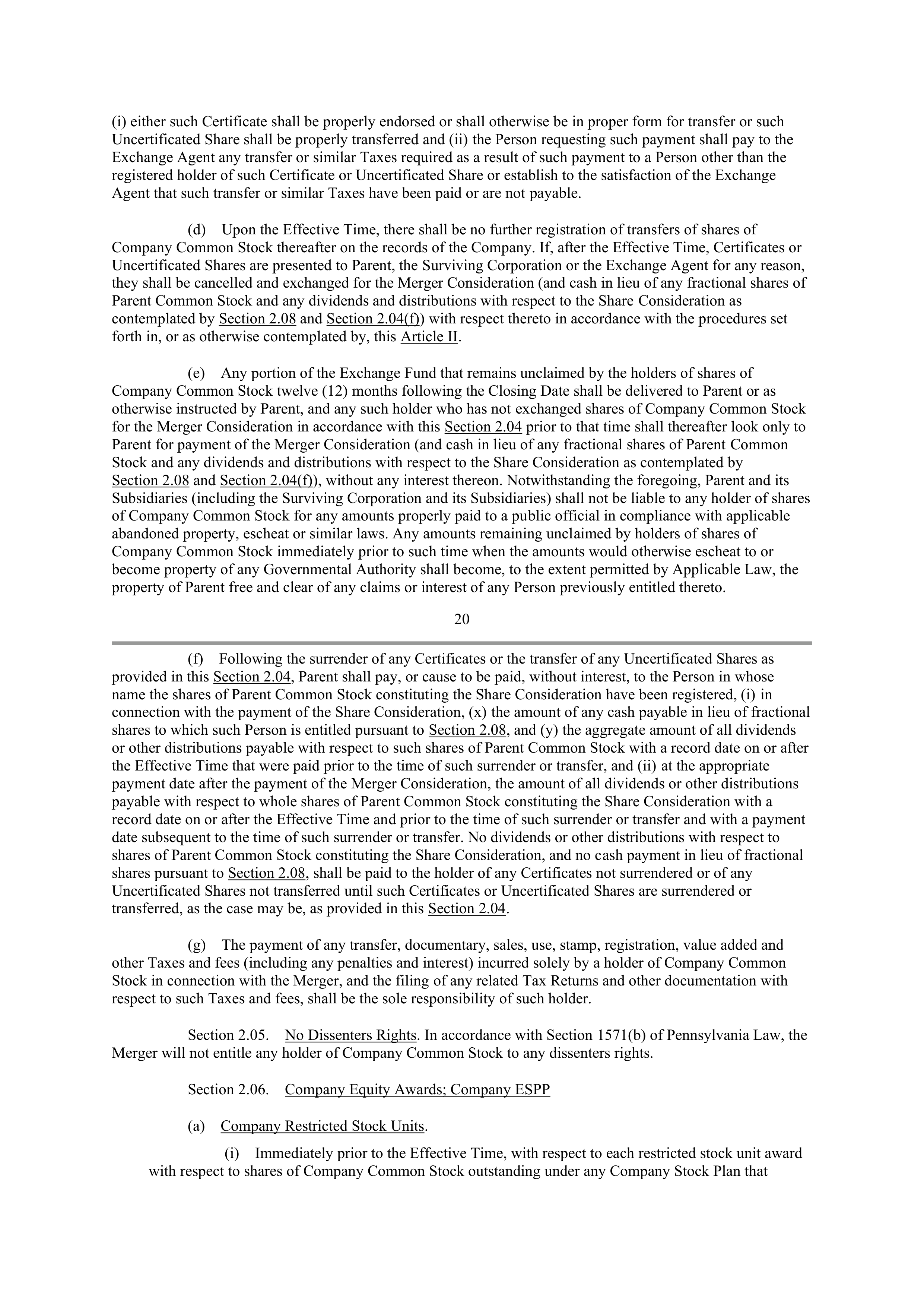 CVS Health Corporation PLAN OF MERGER — page 19