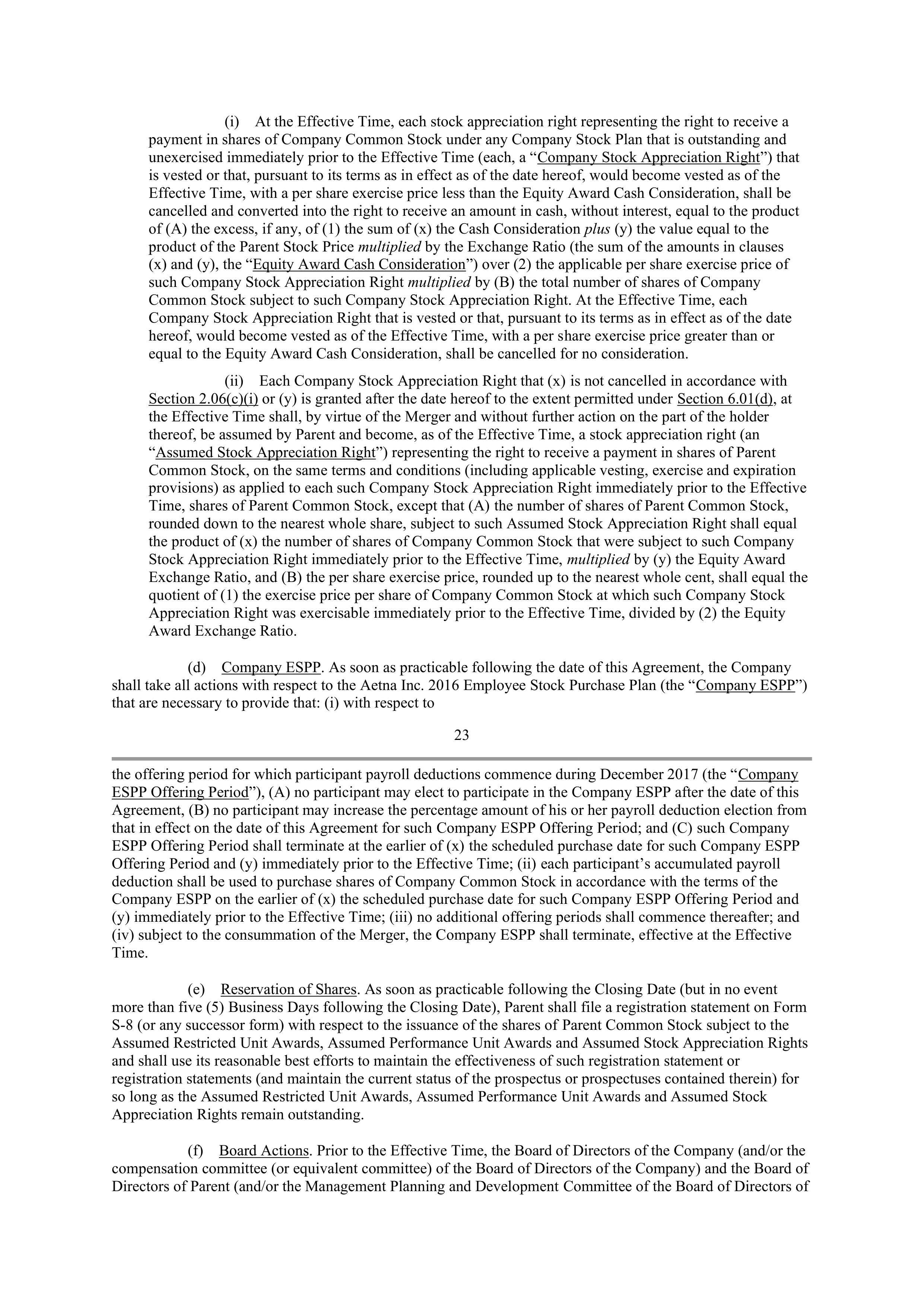 CVS Health Corporation PLAN OF MERGER — page 21