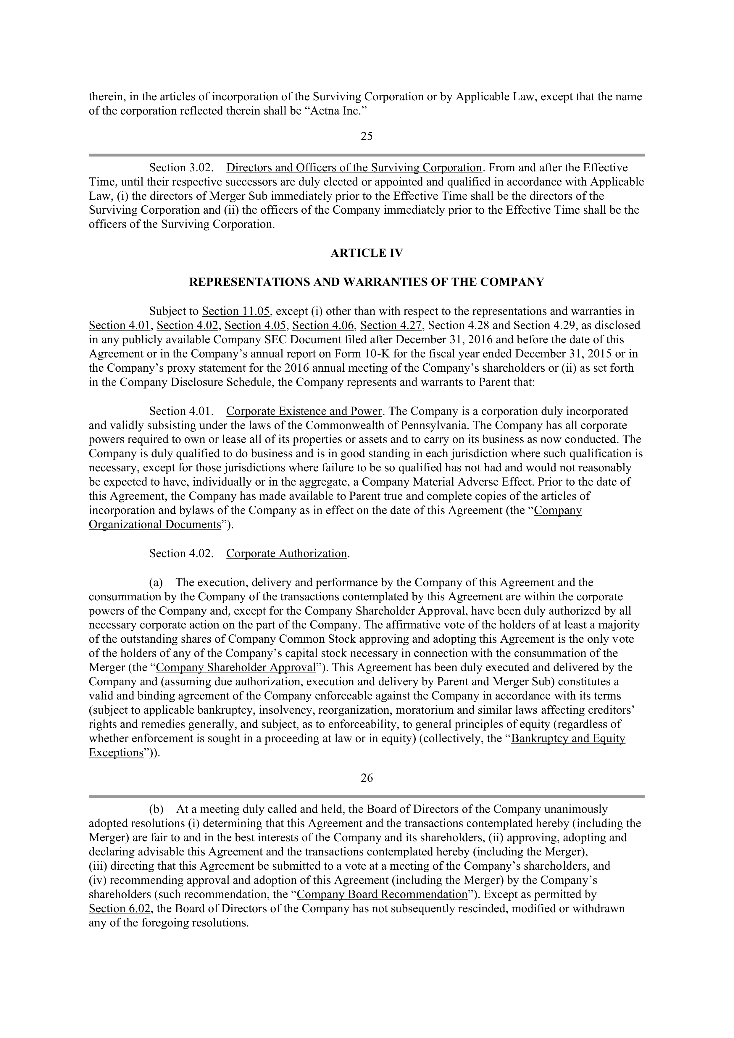 CVS Health Corporation PLAN OF MERGER — page 23