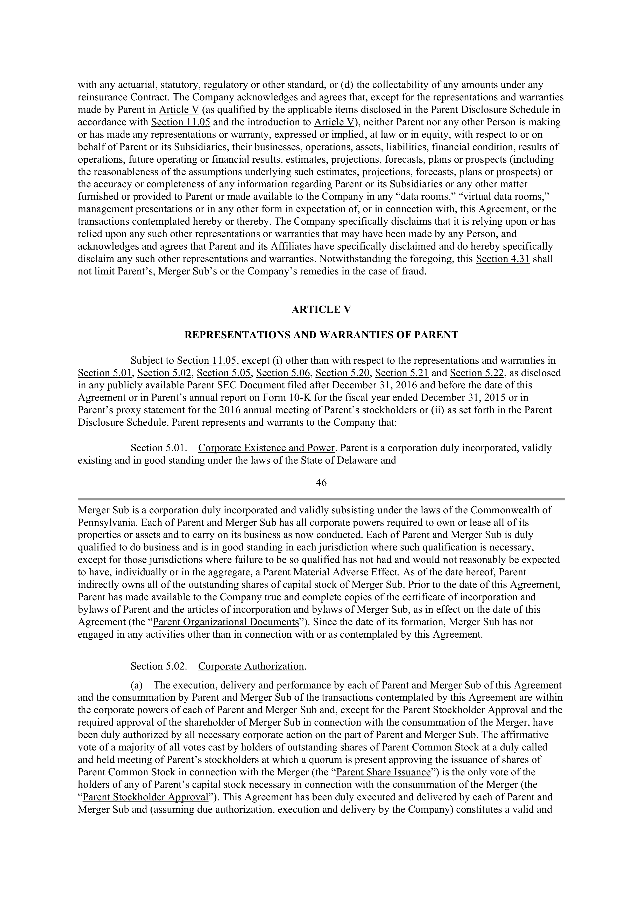 CVS Health Corporation PLAN OF MERGER — page 38